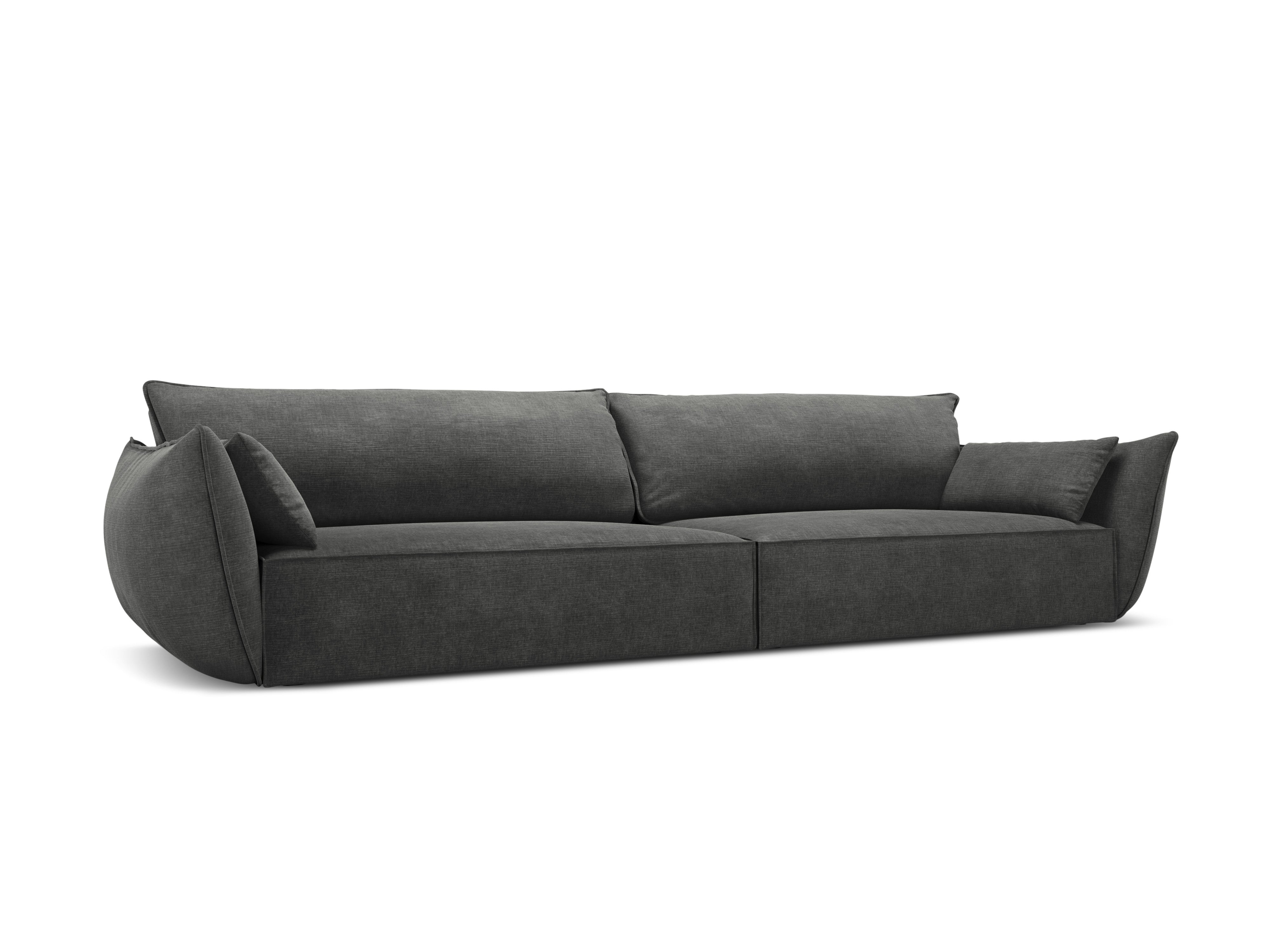 Sofa w tkaninie szenilowej 4-osobowa VANDA ciemnoszary