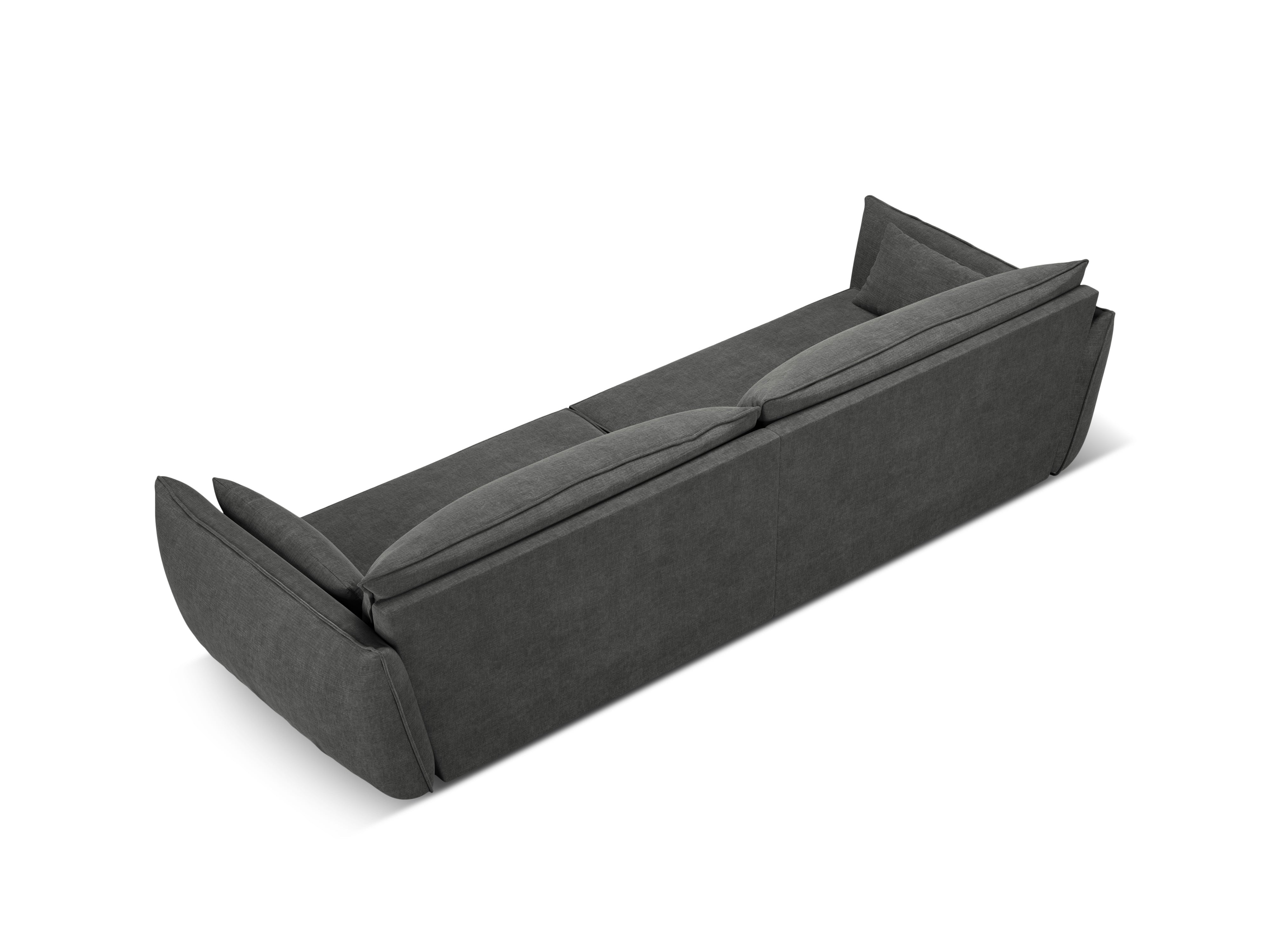 Sofa w tkaninie szenilowej 4-osobowa VANDA ciemnoszary