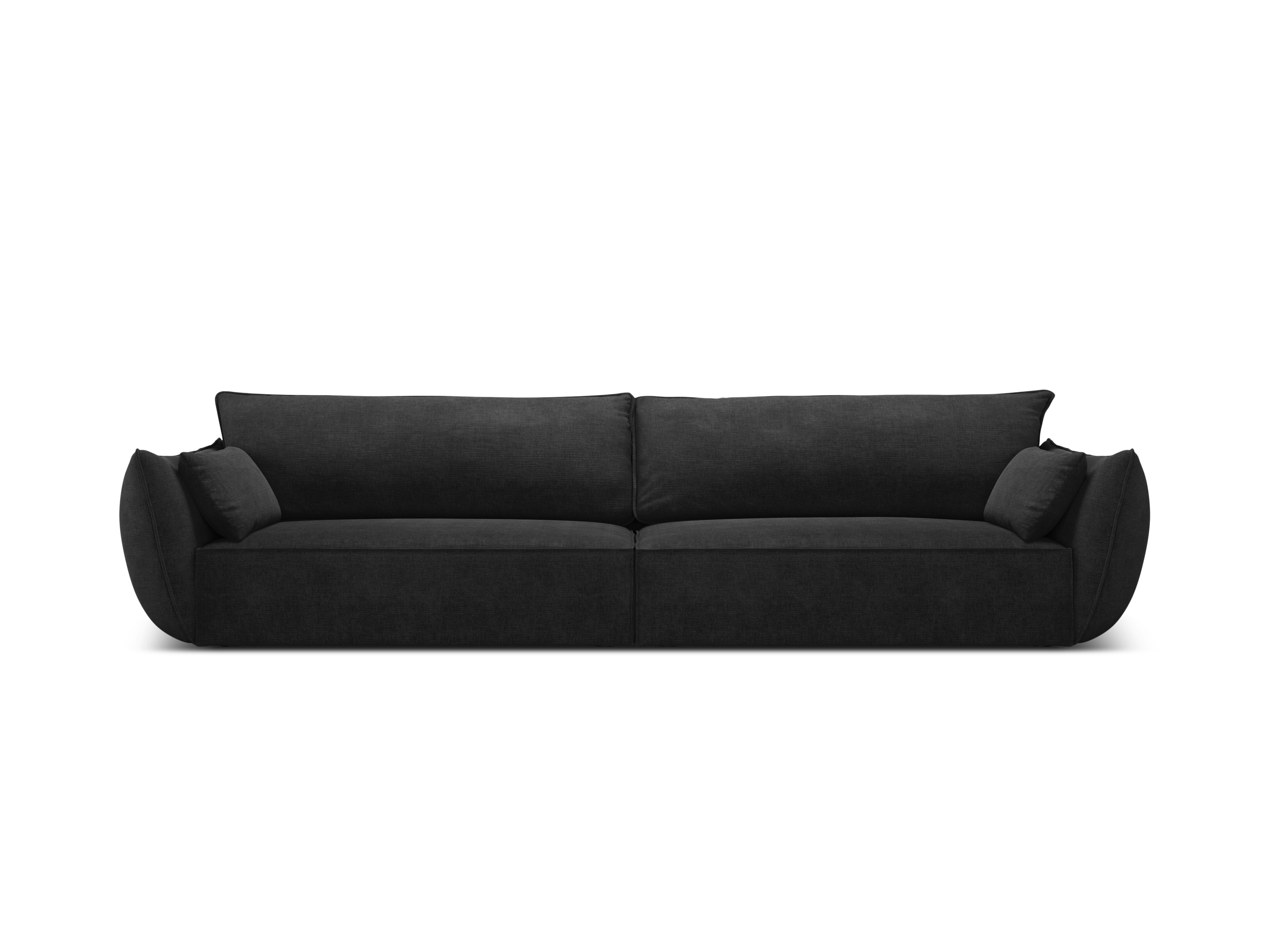 Sofa w tkaninie szenilowej 4-osobowa VANDA czarny