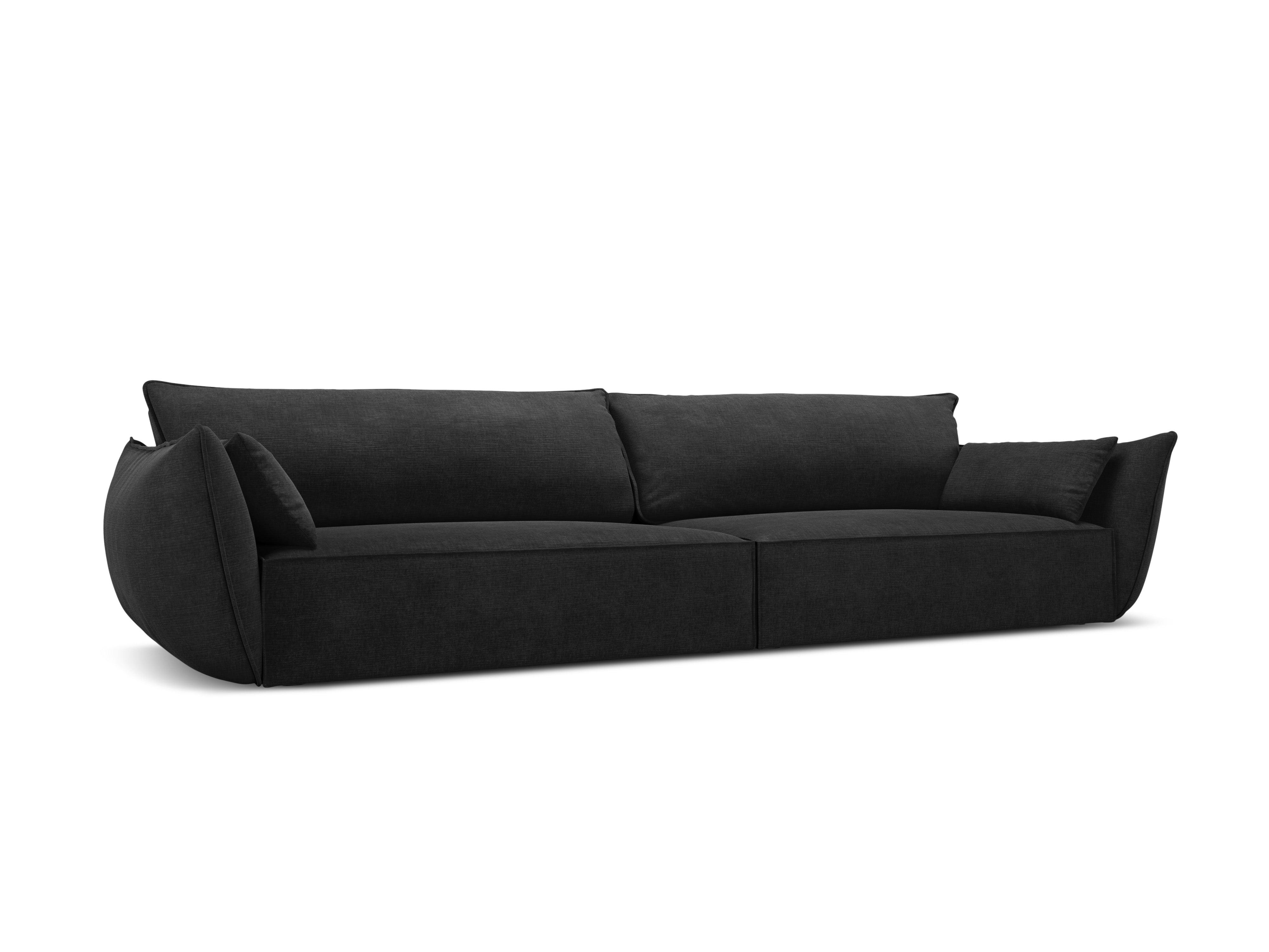 Sofa w tkaninie szenilowej 4-osobowa VANDA czarny