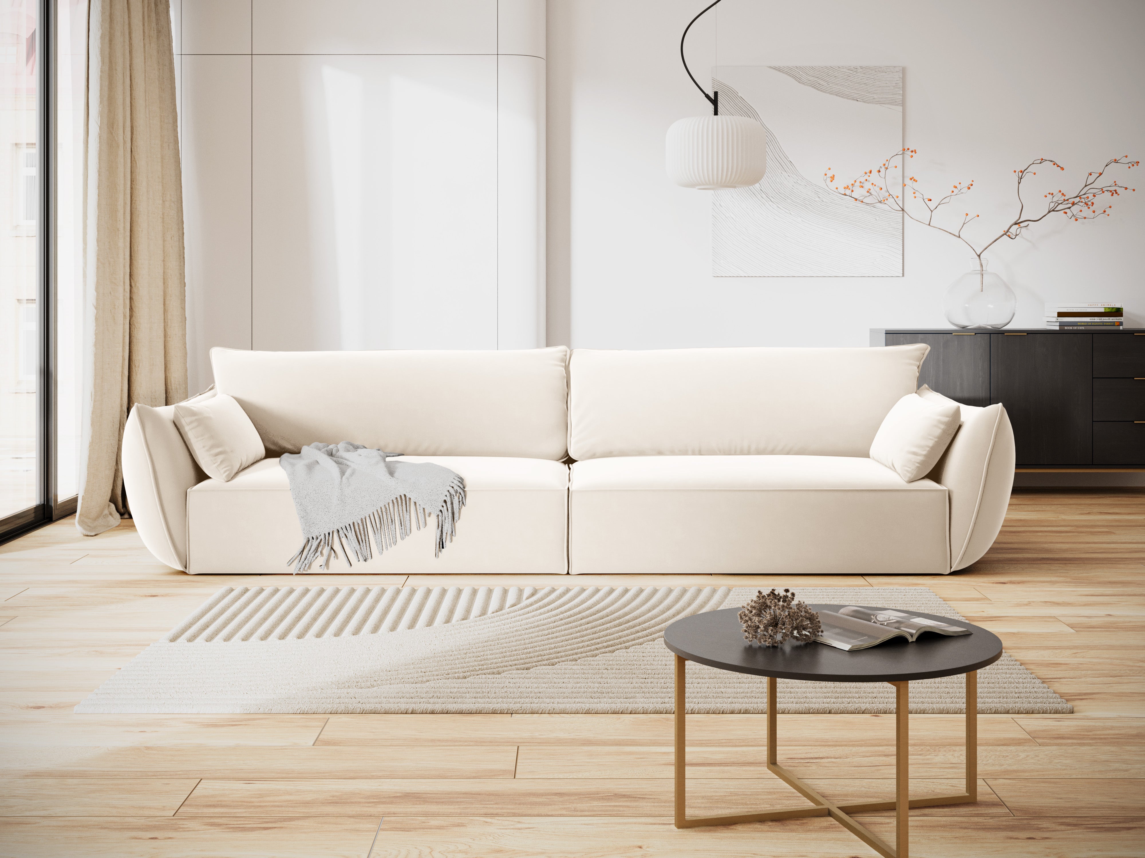 Sofa aksamitna 4-osobowa VANDA beżowy