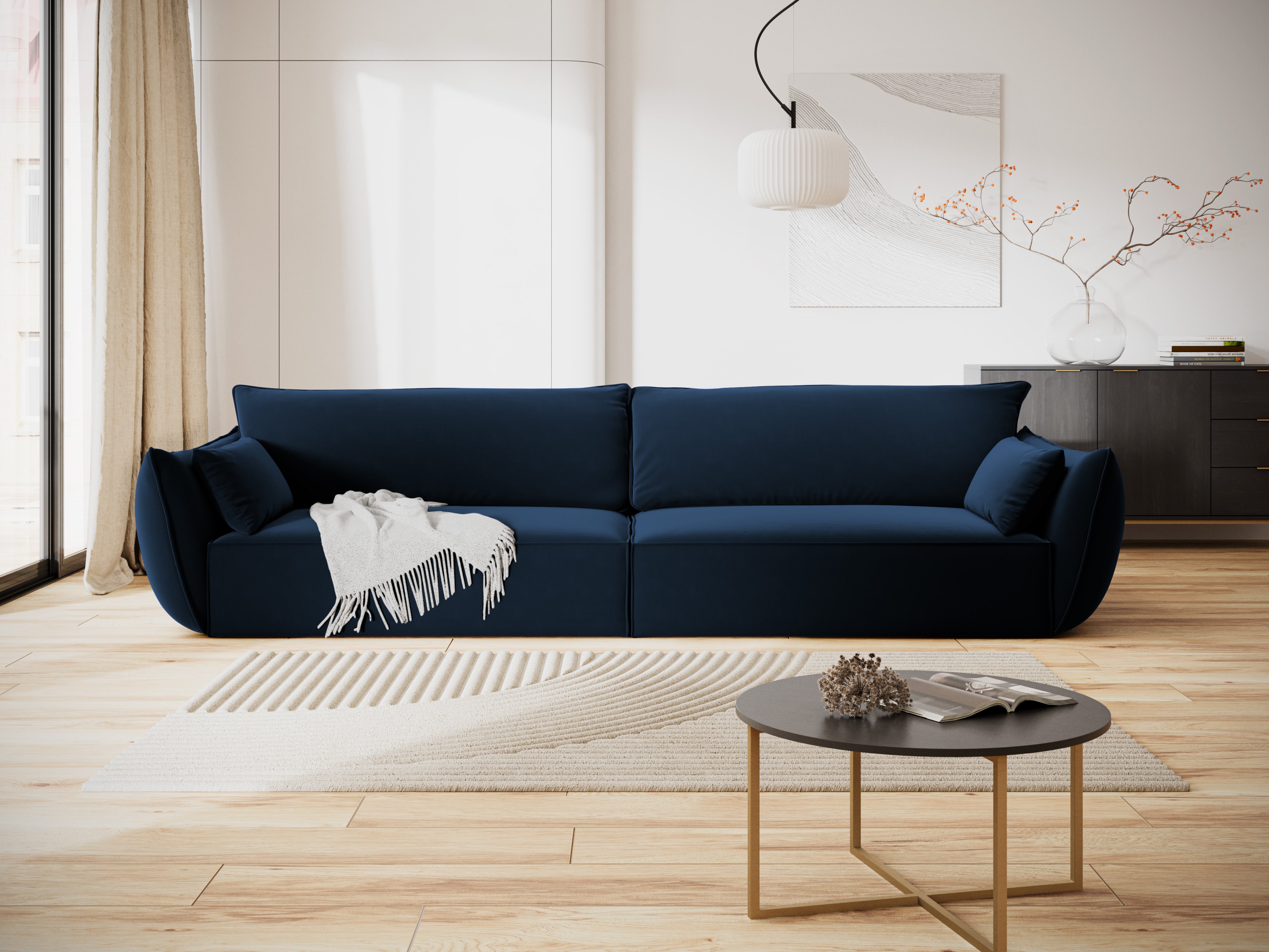 Sofa aksamitna 4-osobowa VANDA granatowy