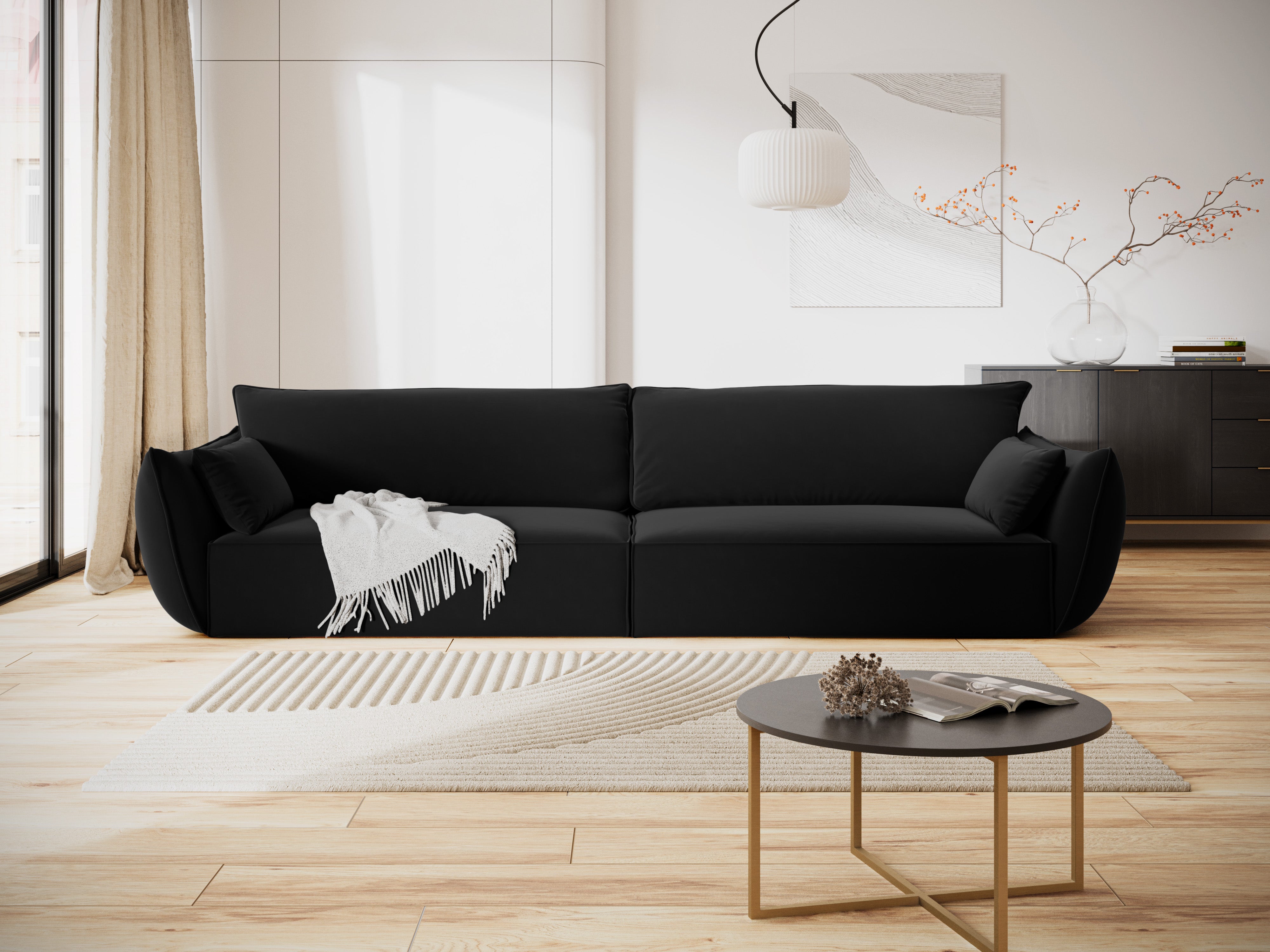 Sofa aksamitna 4-osobowa VANDA czarny