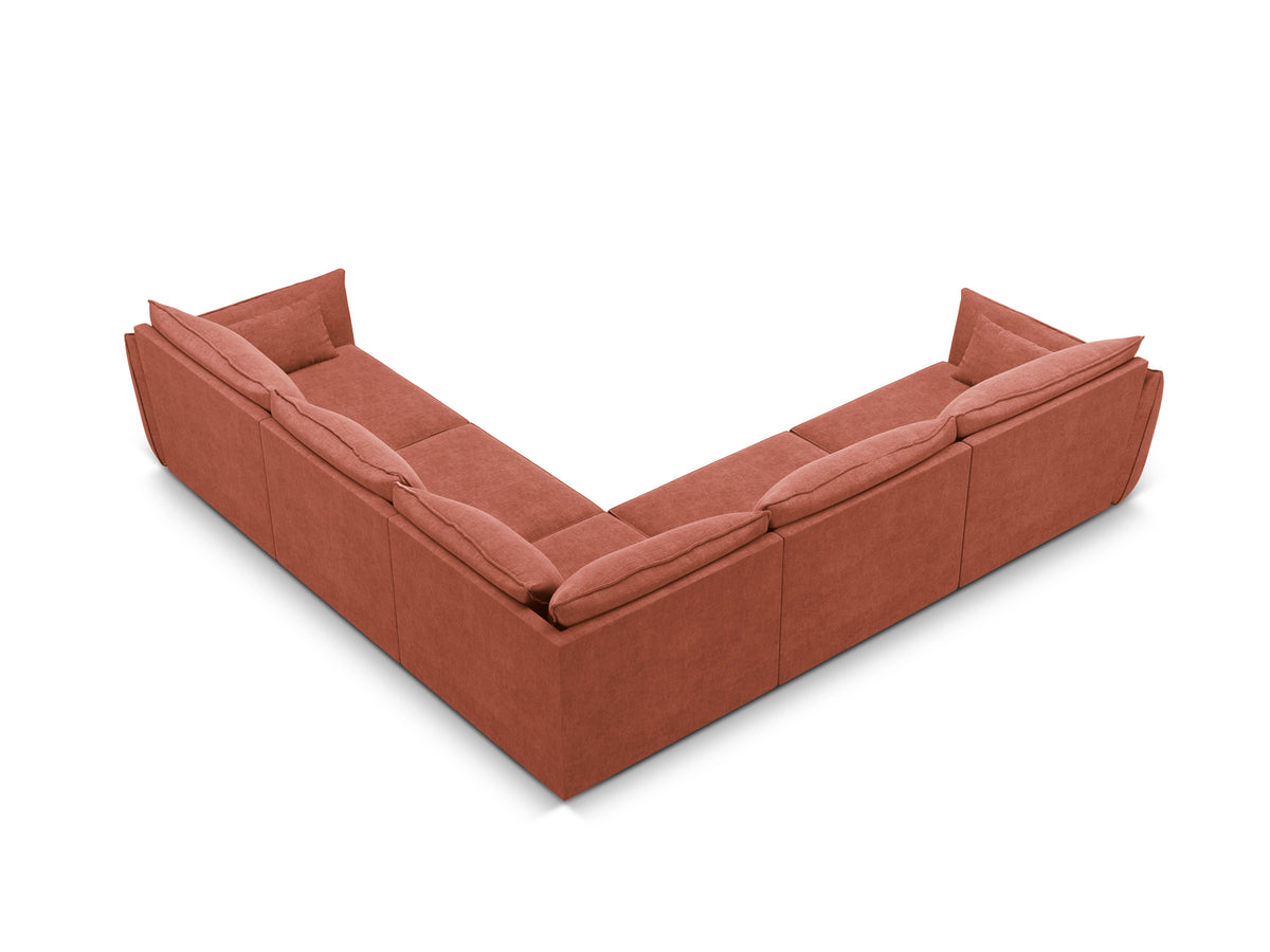 Narożnik symetryczny w tkaninie szenilowej VANDA terracotta