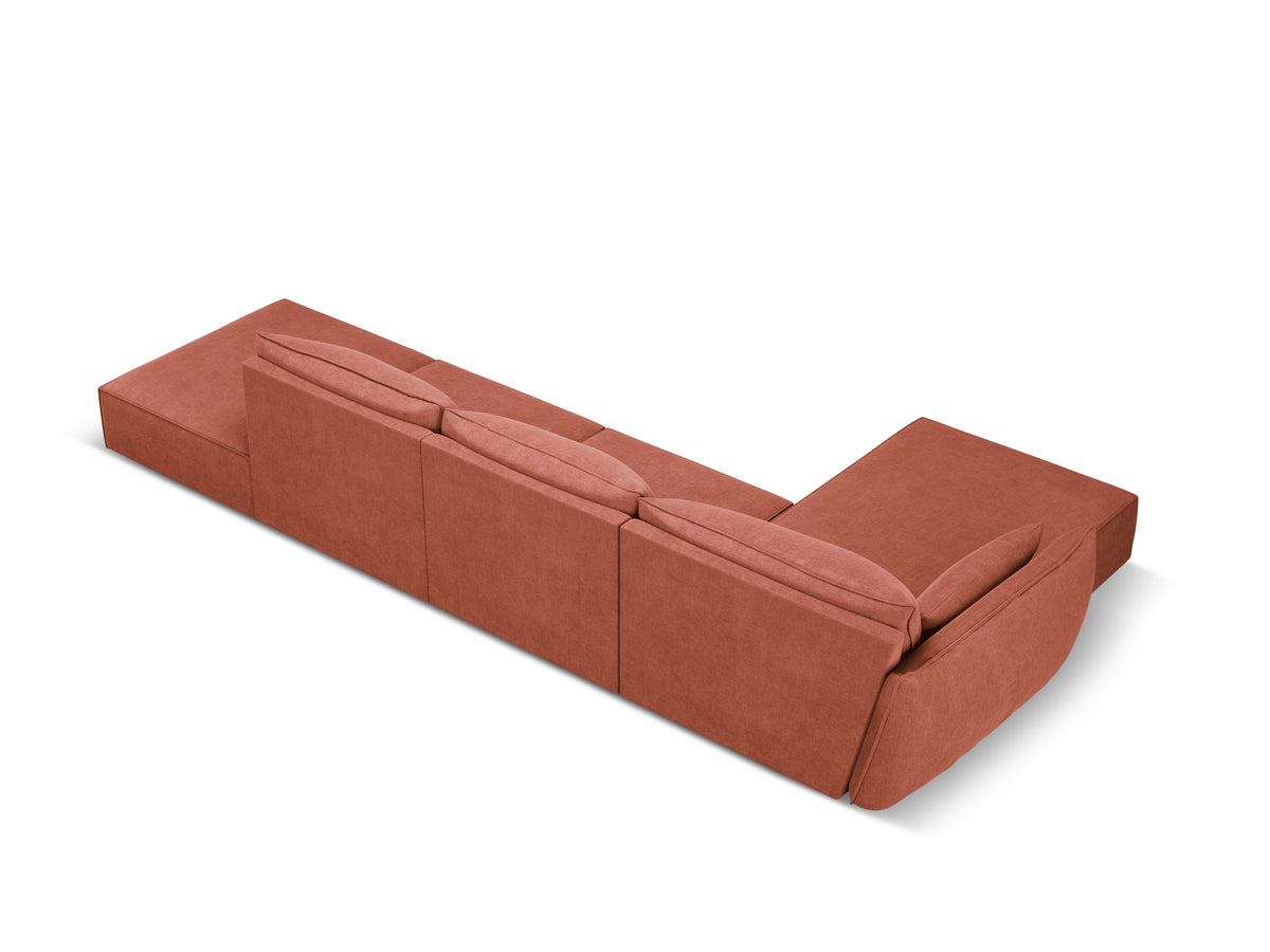 Narożnik w tkaninie szenilowej lewostronny otwarty VANDA terracotta