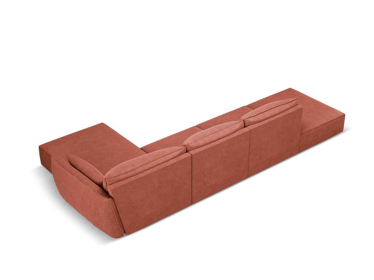 Narożnik w tkaninie szenilowej prawostronny otwarty VANDA terracotta