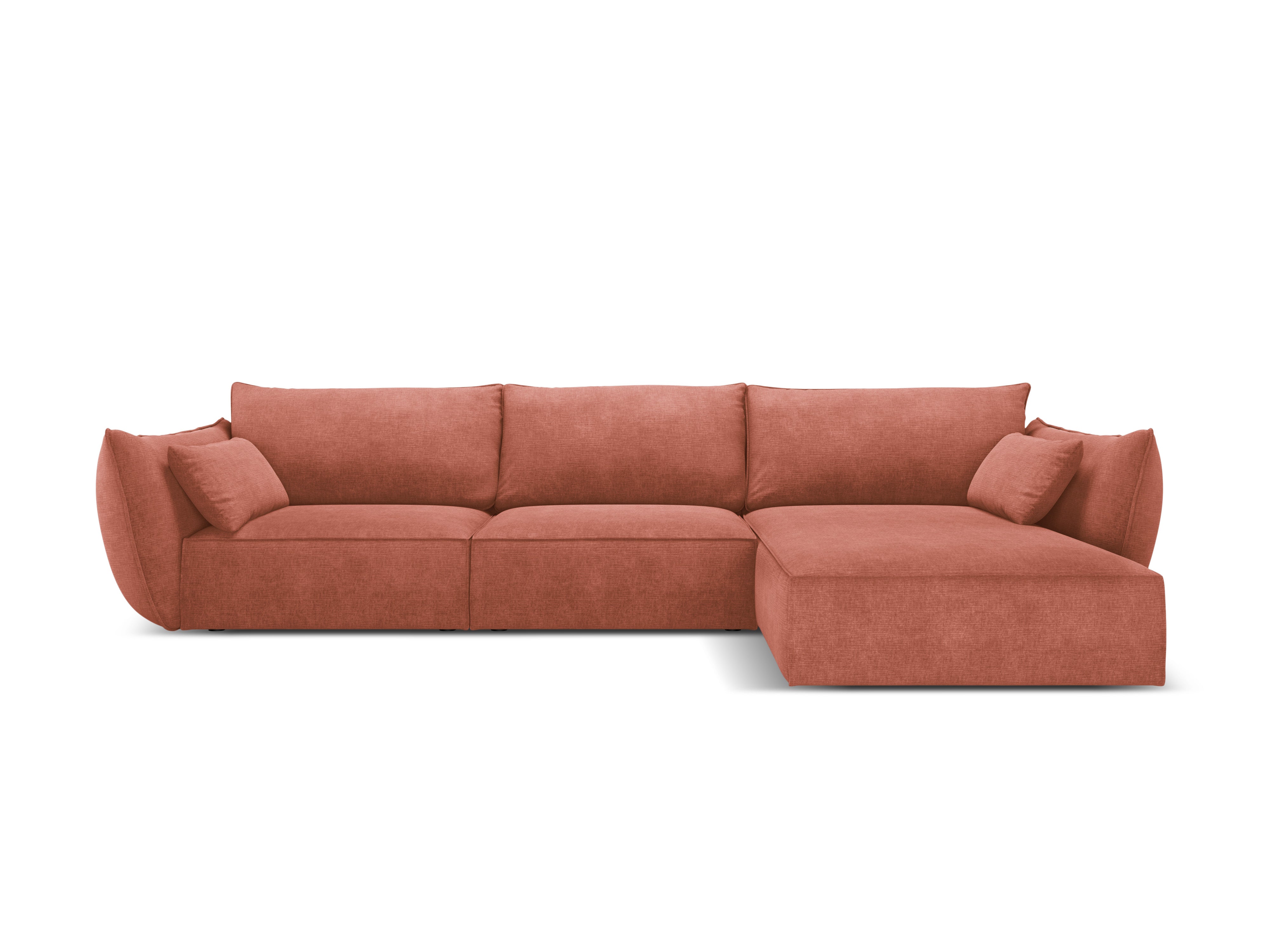 Narożnik w tkaninie szenilowej prawostronny 4-osobowy VANDA terracotta
