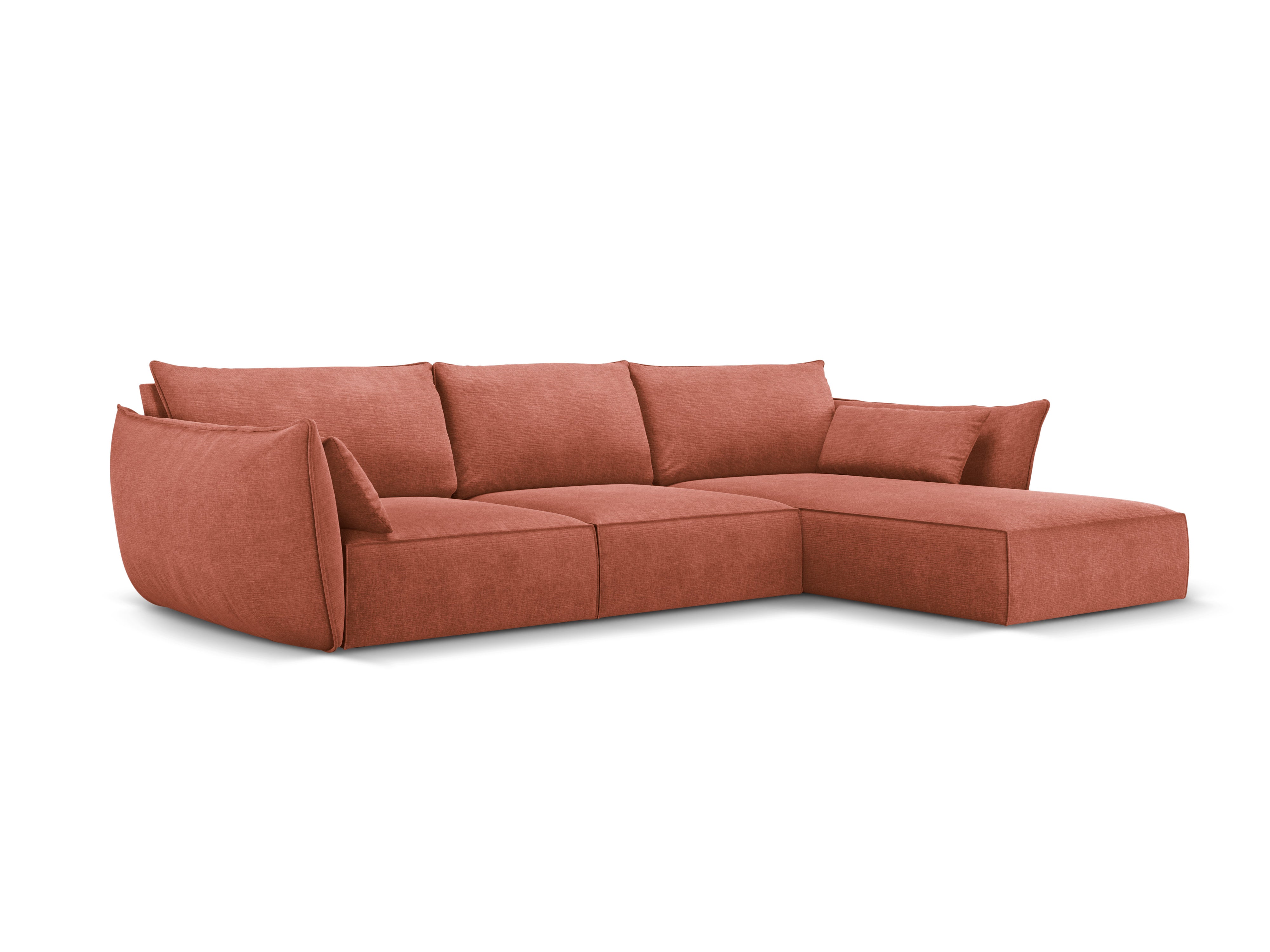Narożnik w tkaninie szenilowej prawostronny 4-osobowy VANDA terracotta