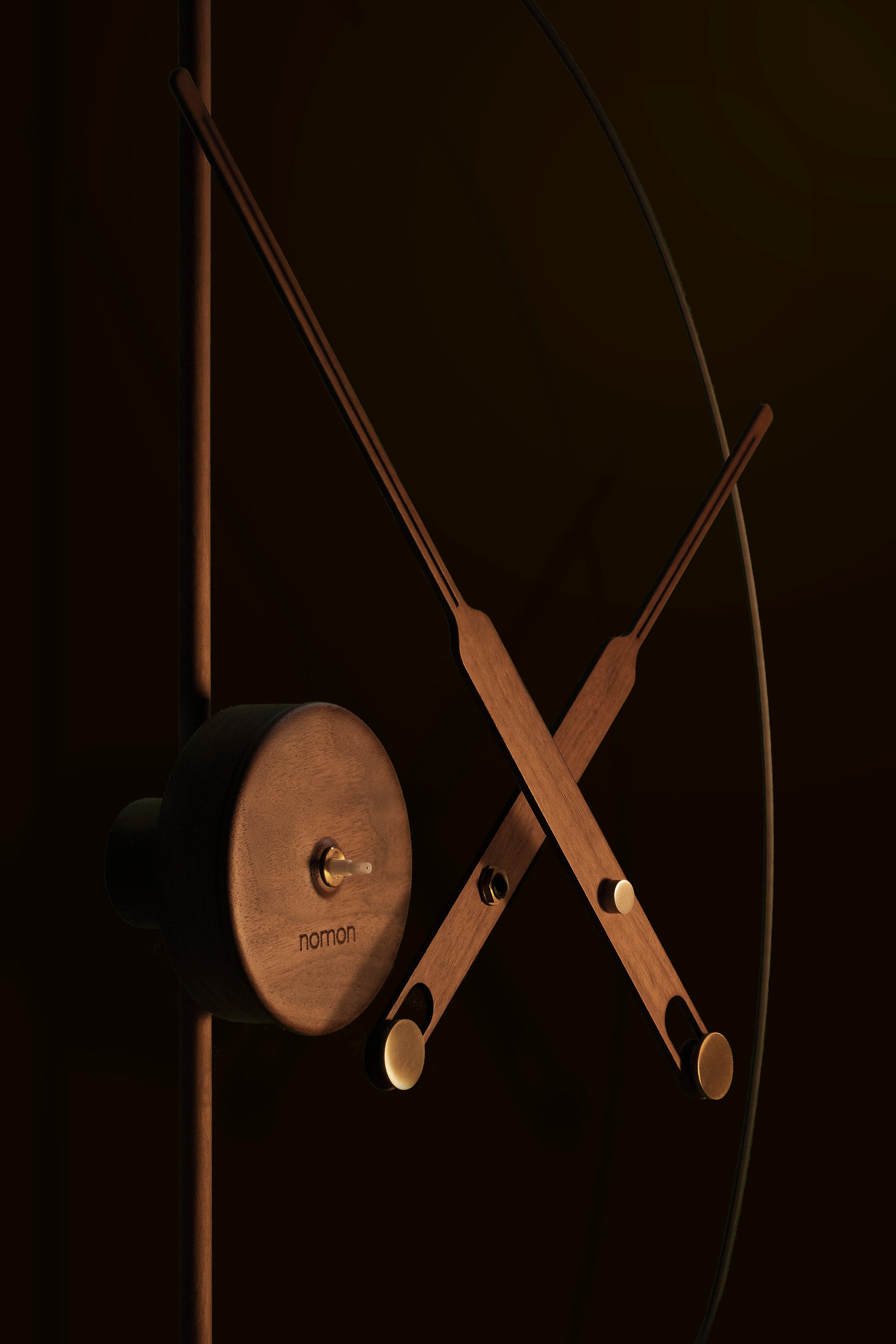 MINI BARCELONA PREMIUM wall clock walnut wood with brass finish