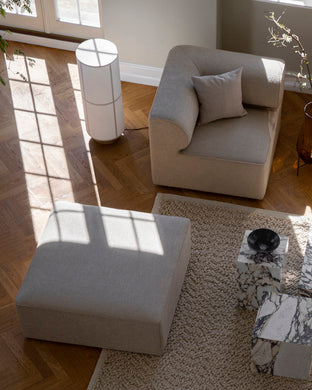 PLINTH Coffee Table White-Brown Marble