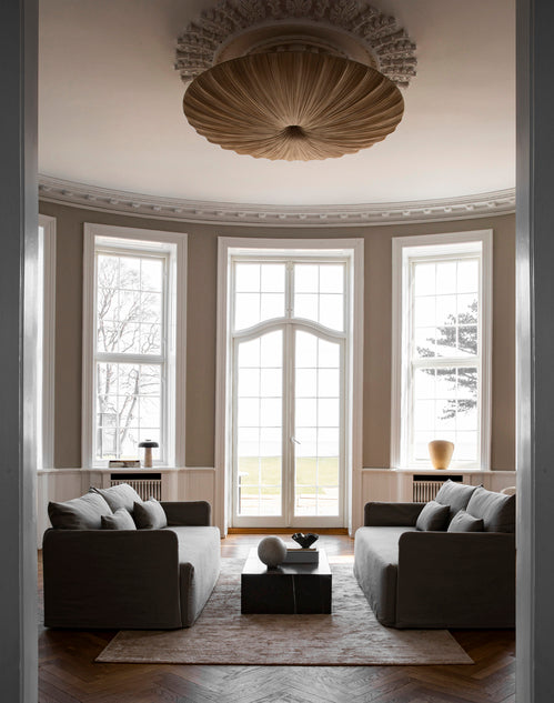 PLINTH Coffee Table White-Brown Marble
