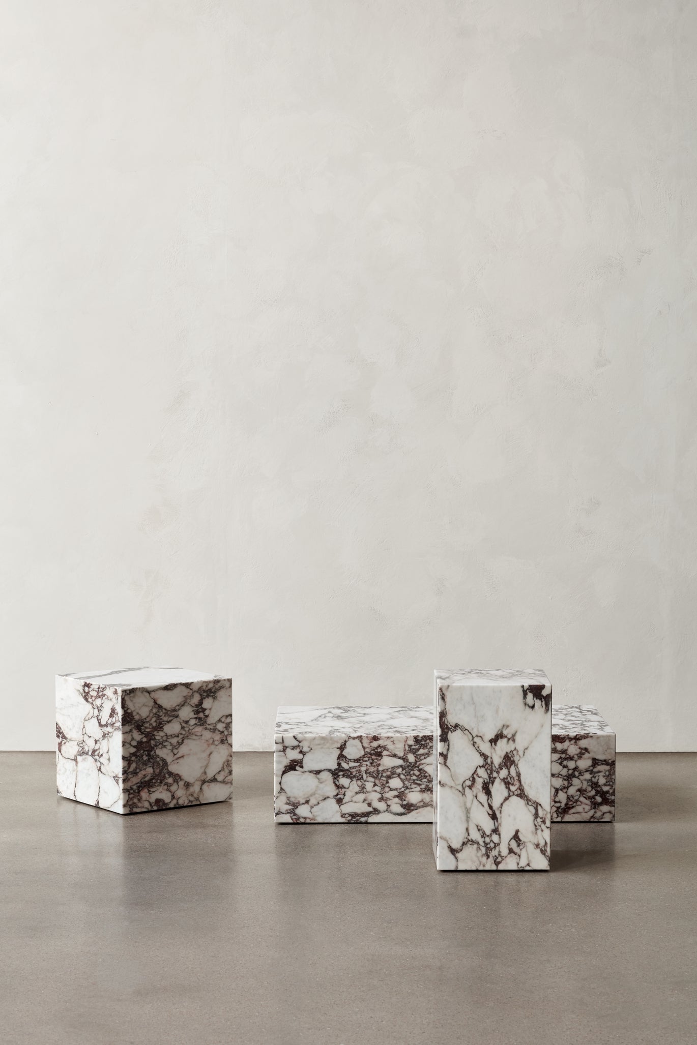 PLINTH Coffee Table White-Brown Marble