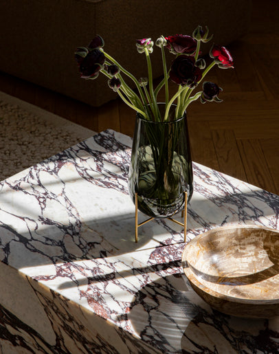PLINTH Coffee Table White-Brown Marble