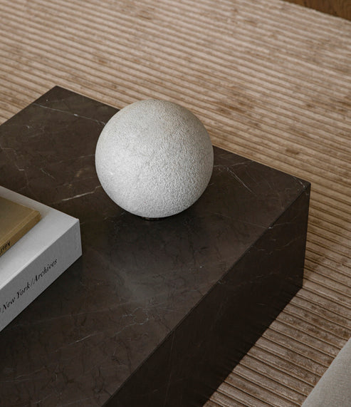 PLINTH Coffee Table White-Brown Marble