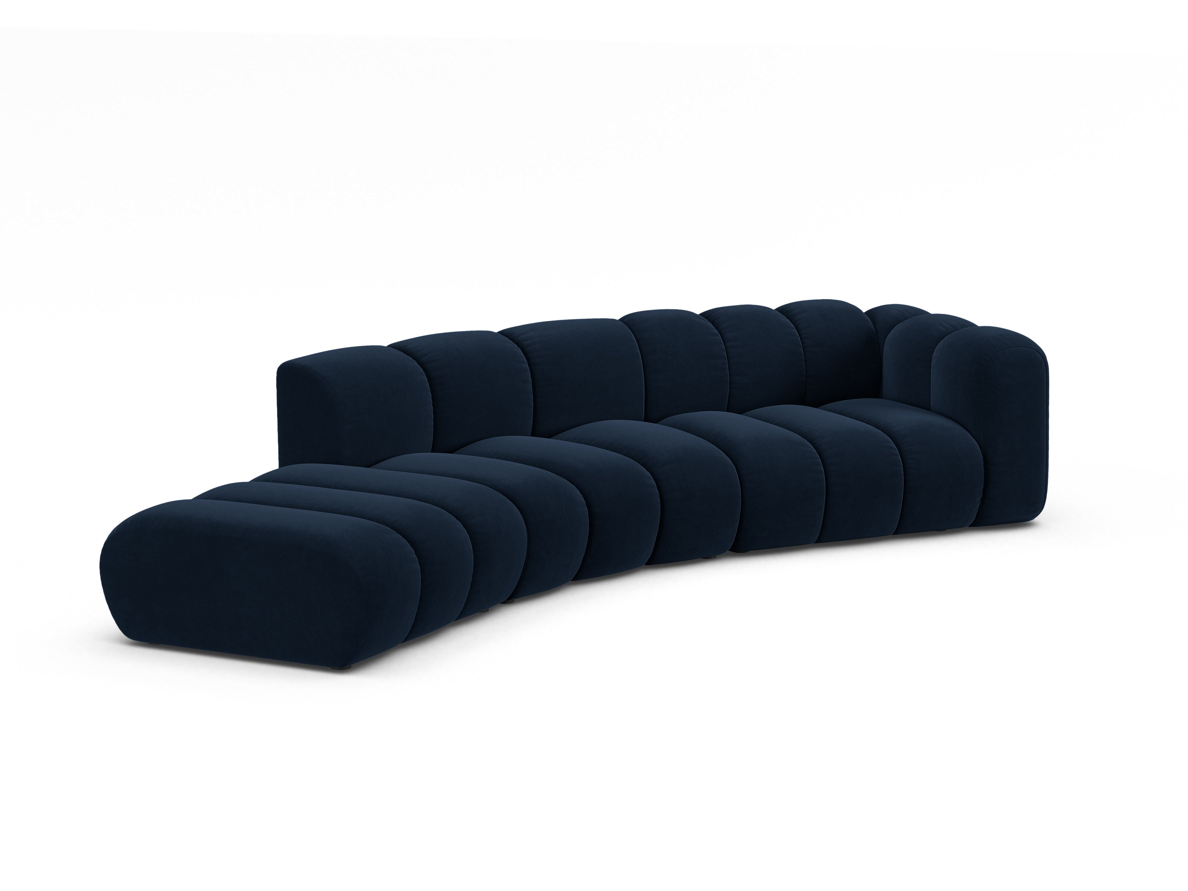 Sofa aksamitna 5-osobowa lewostronna LUPINE granatowy