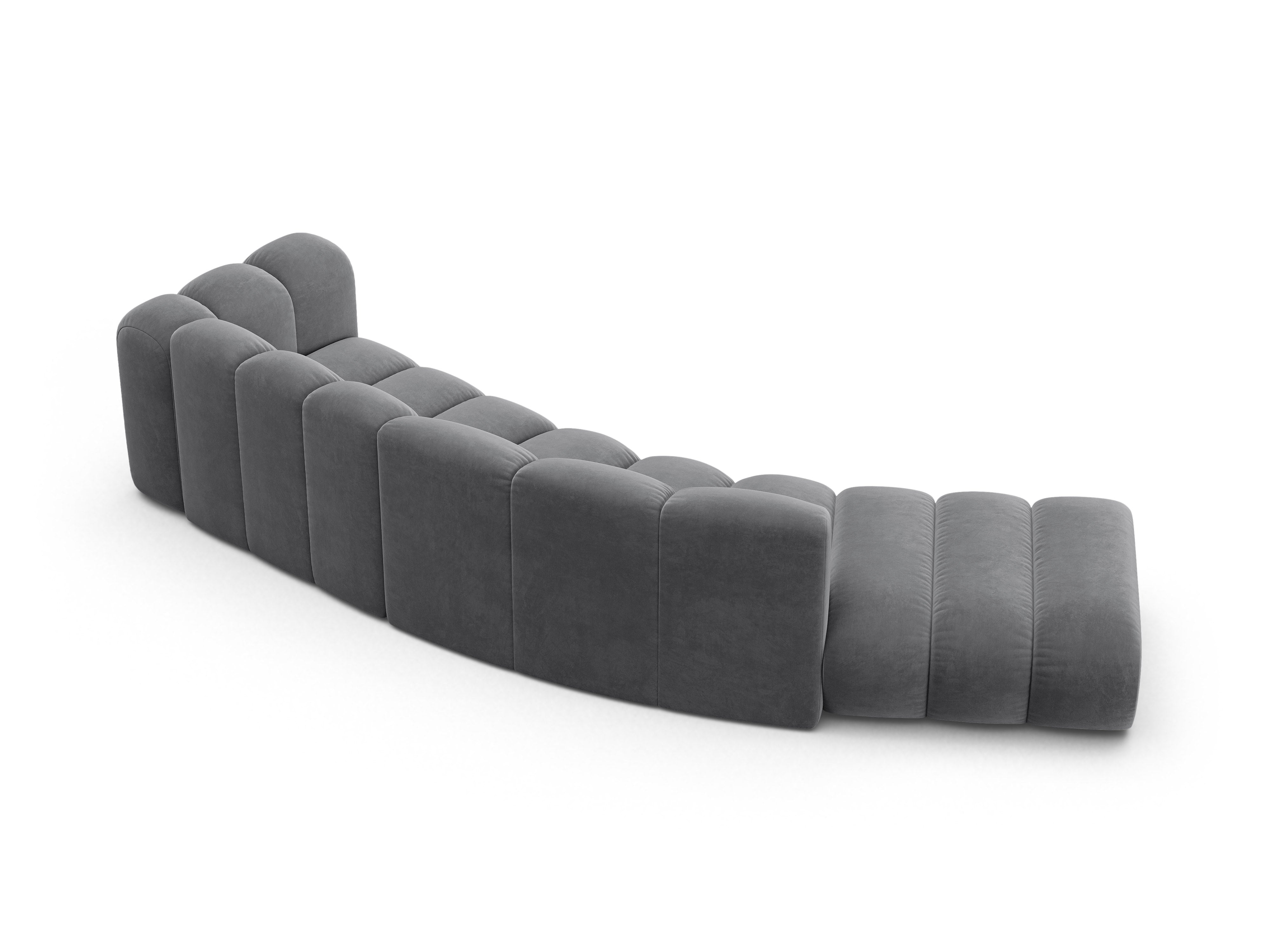 Sofa aksamitna 5-osobowa lewostronna LUPINE szary – szenil