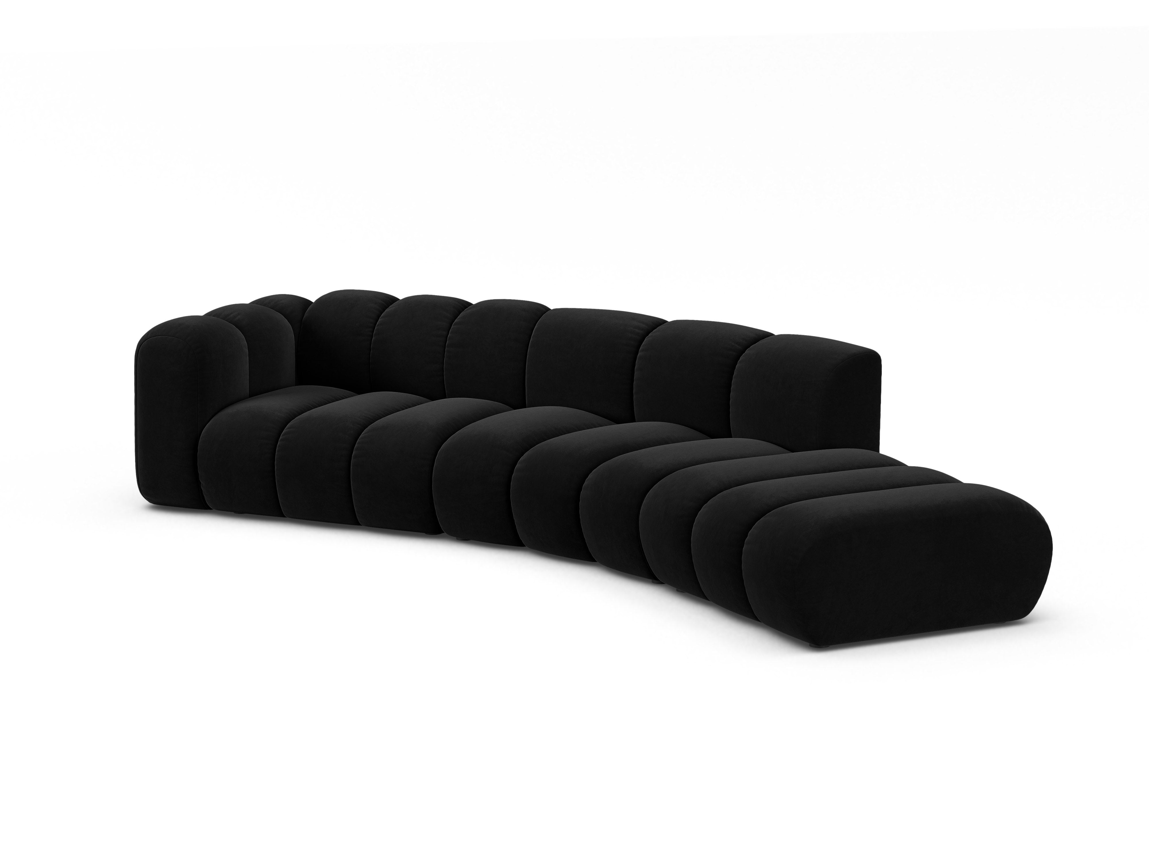 Sofa aksamitna 5-osobowa prawostronna LUPINE czarny