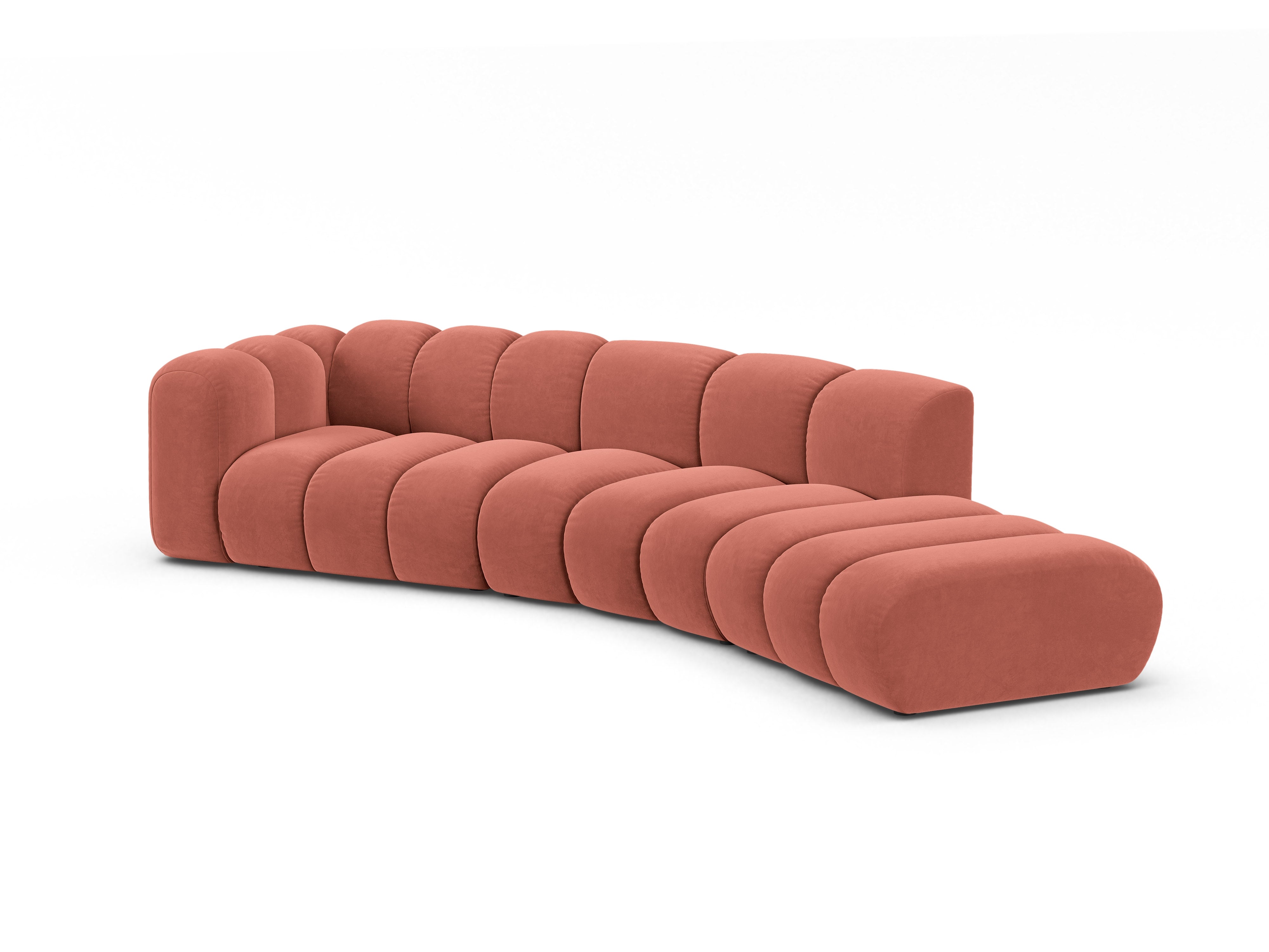 Sofa aksamitna 5-osobowa prawostronna LUPINE koralowy