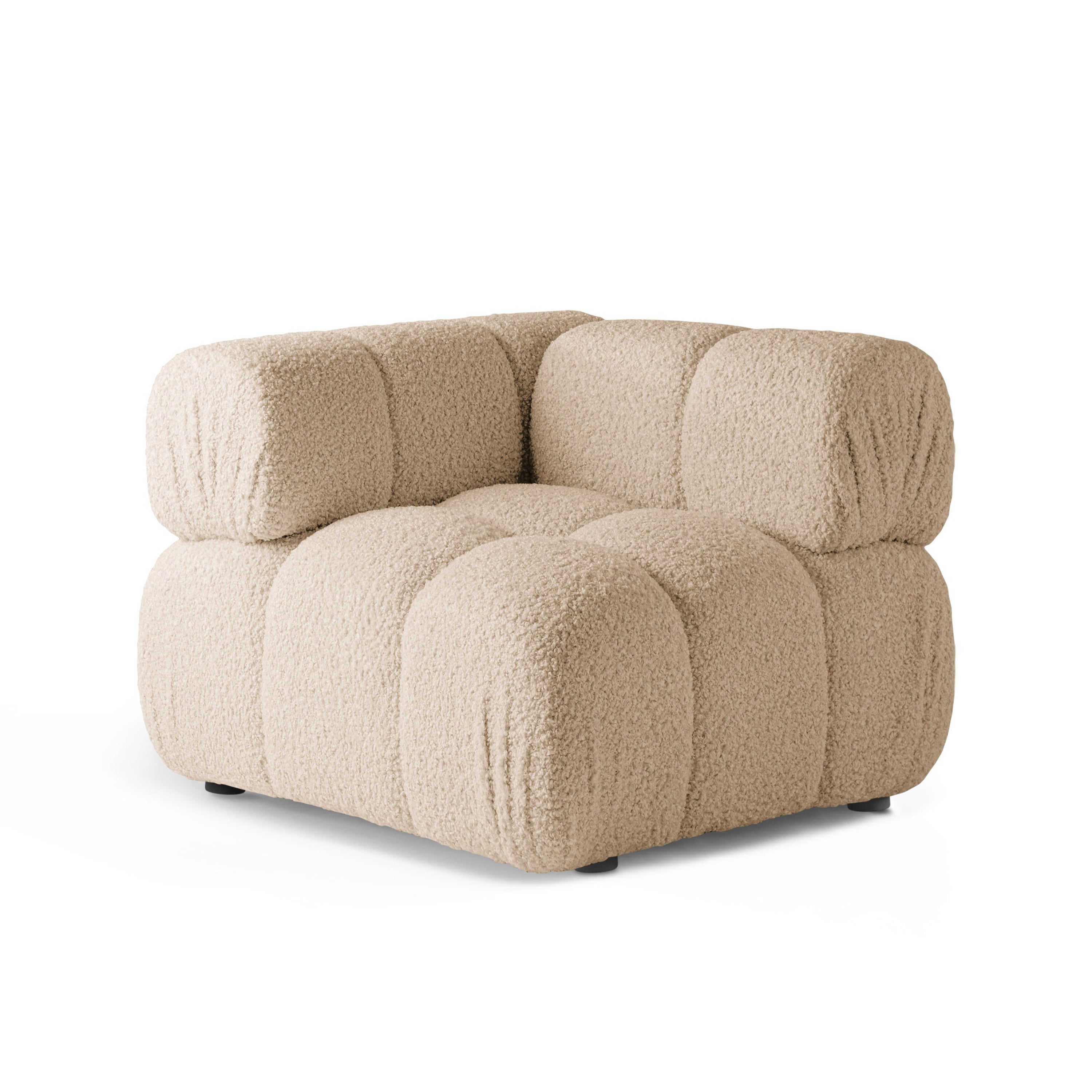 Sofa modułowa BELLIS - moduł narożny piaskowy boucle