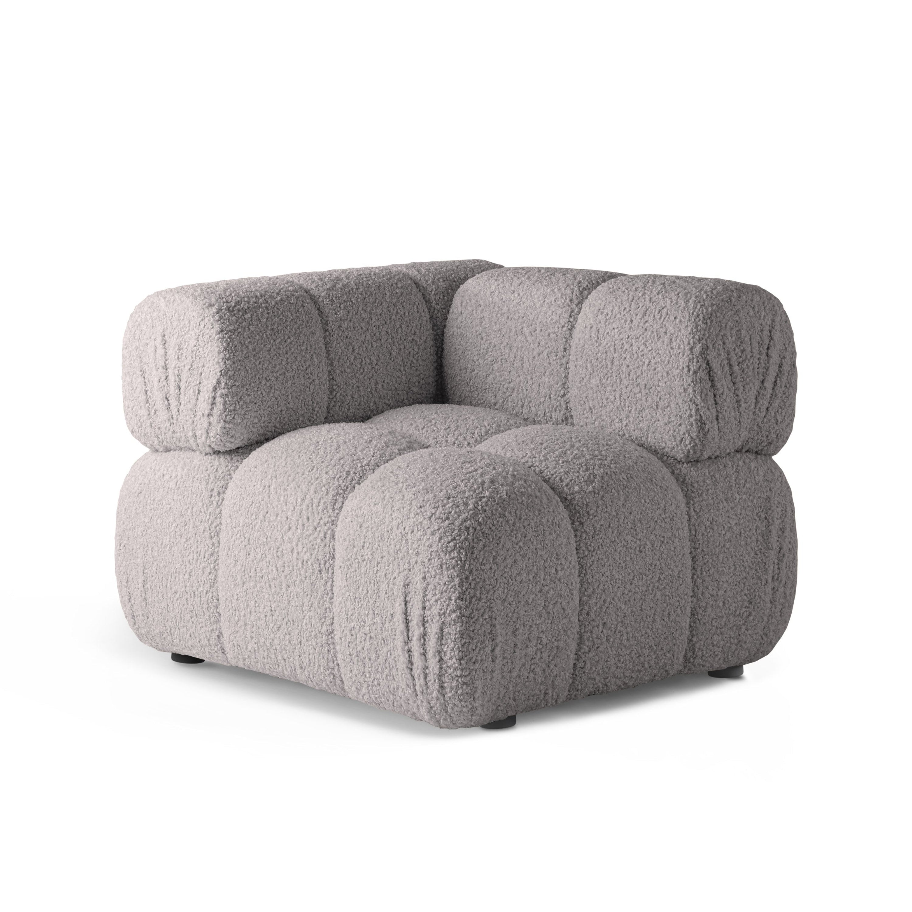 Sofa modułowa BELLIS - moduł narożny szary boucle