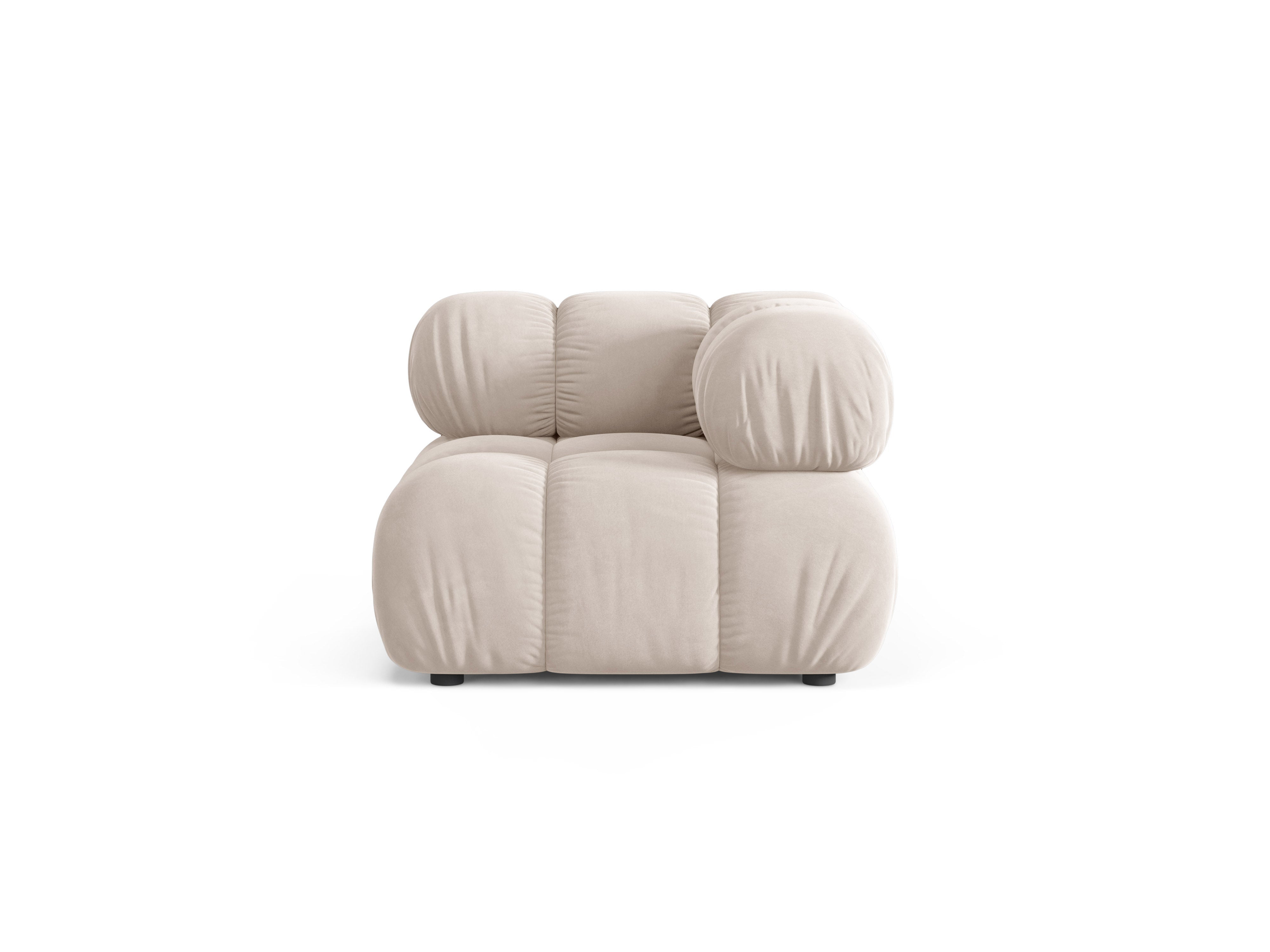 Sofa modułowa BELLIS - moduł narożny jasnobeżowy welur