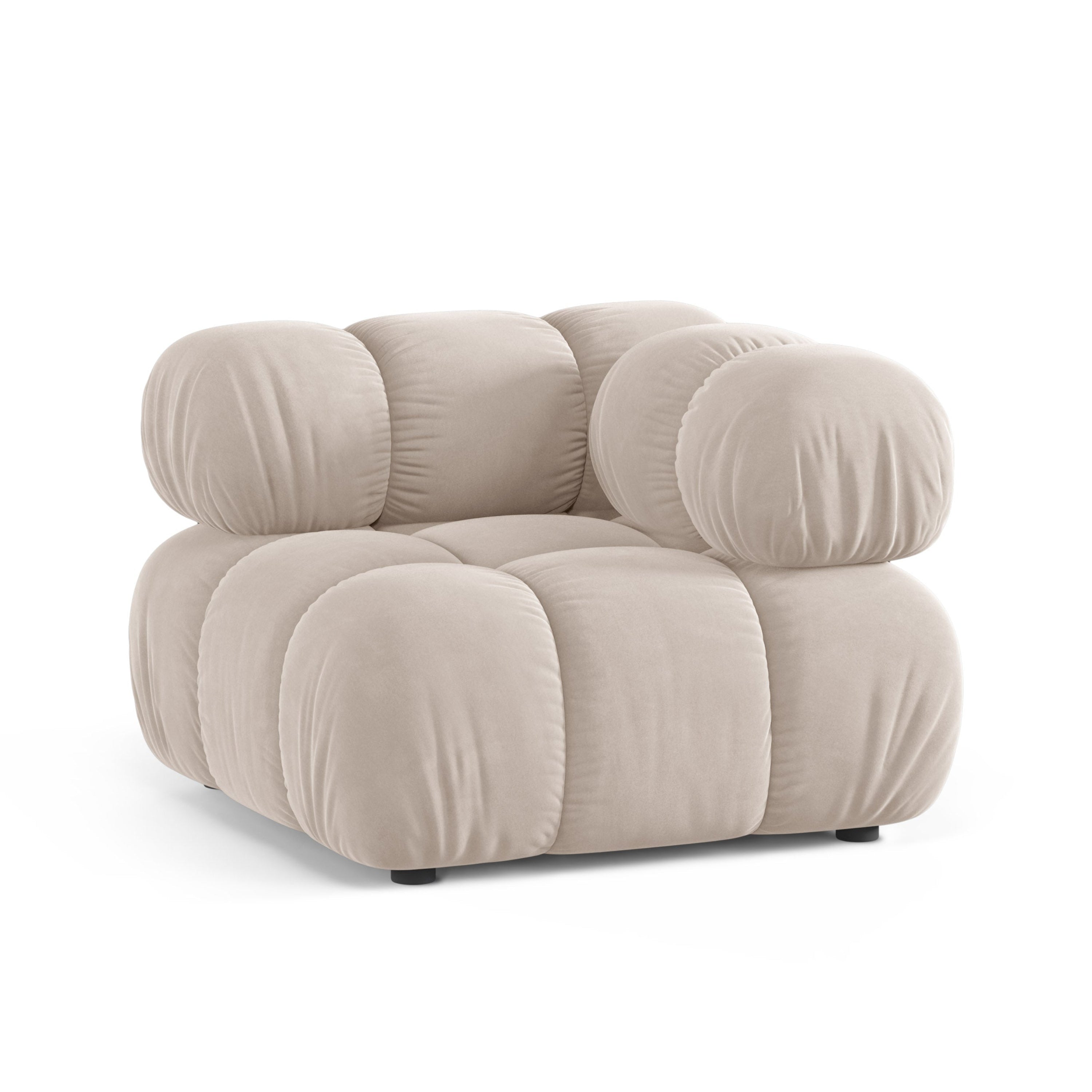 Sofa modułowa BELLIS - moduł narożny jasnobeżowy welur