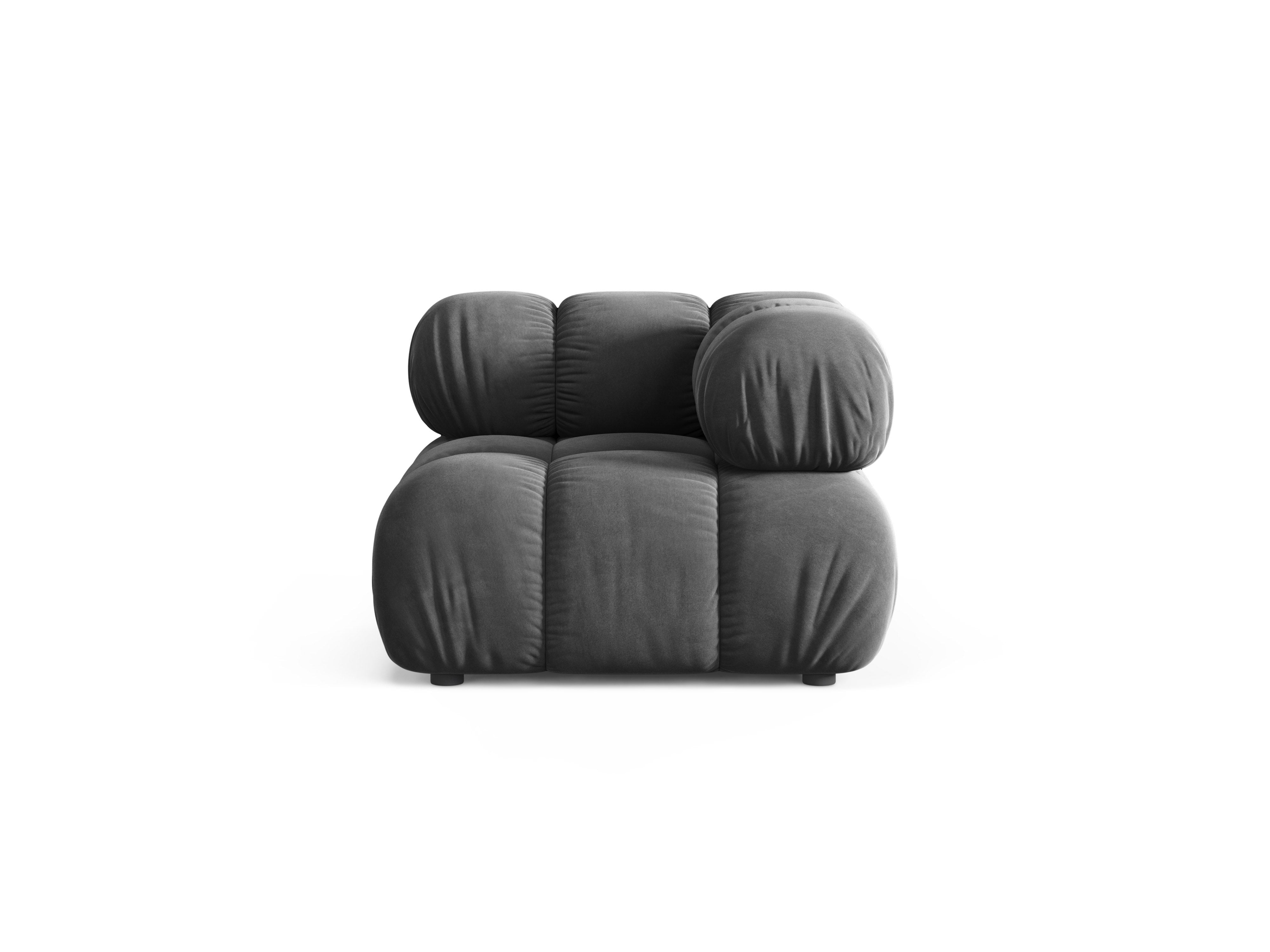 Sofa modułowa BELLIS - moduł narożny ciemnoszary welur
