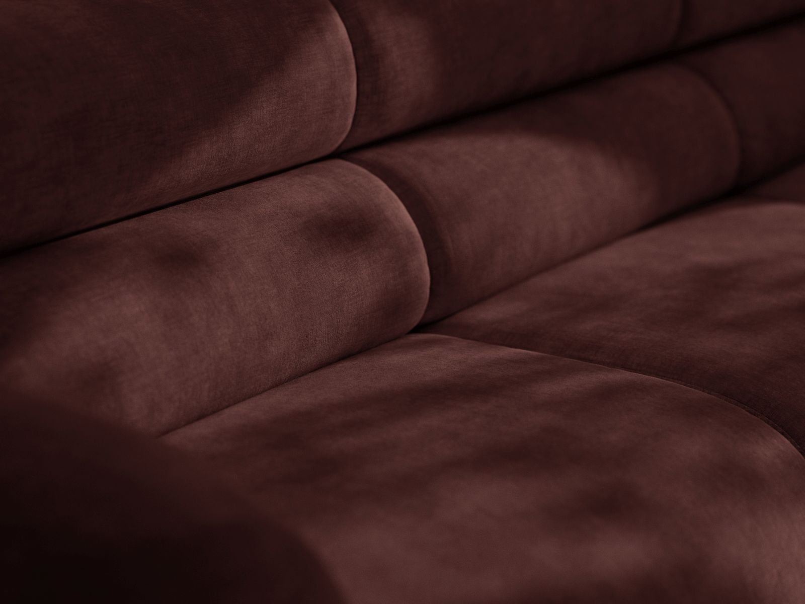 Sofa modułowa NEO - moduł narożny wiśniowy szenil