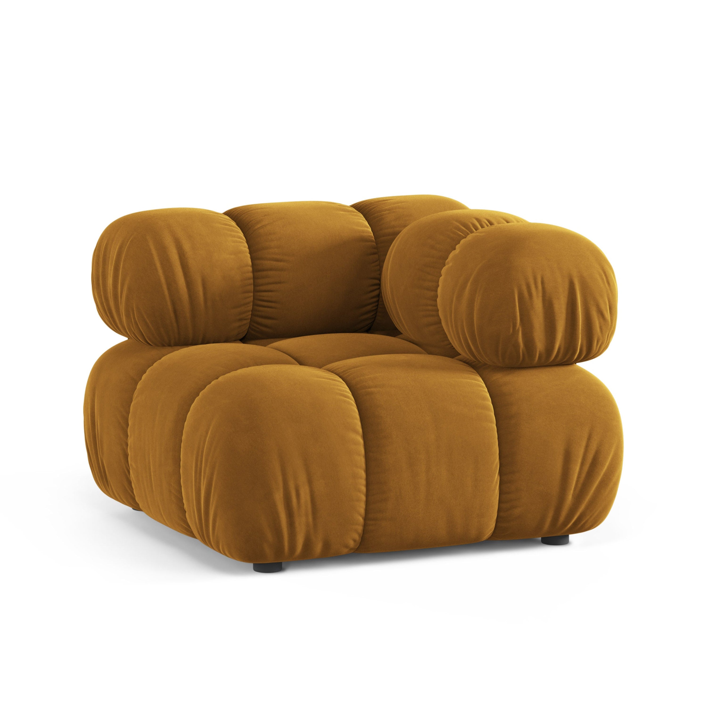 Sofa modułowa aksamitna BELLIS - moduł narożny musztardowy