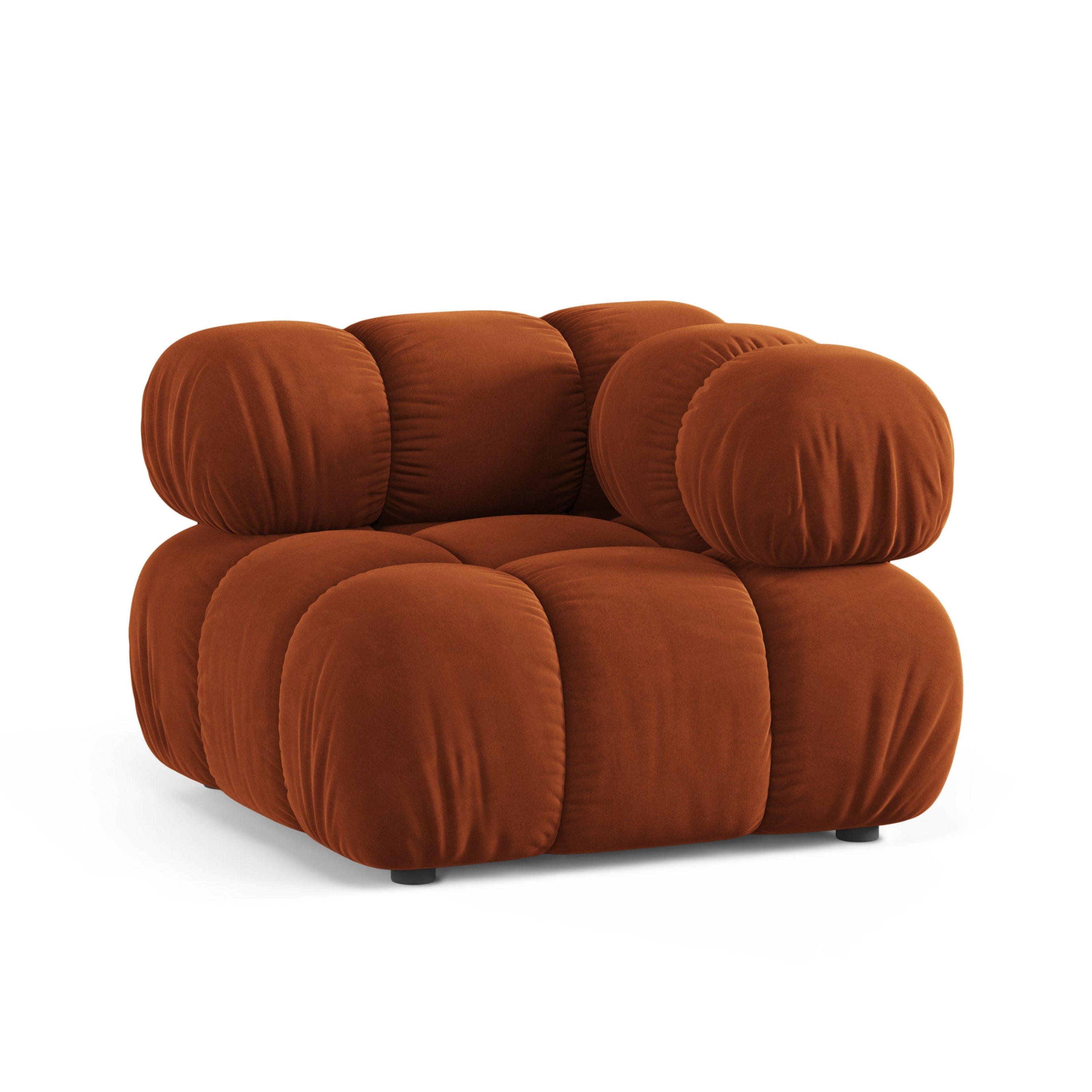 Sofa modułowa aksamitna BELLIS - moduł narożny ceglany