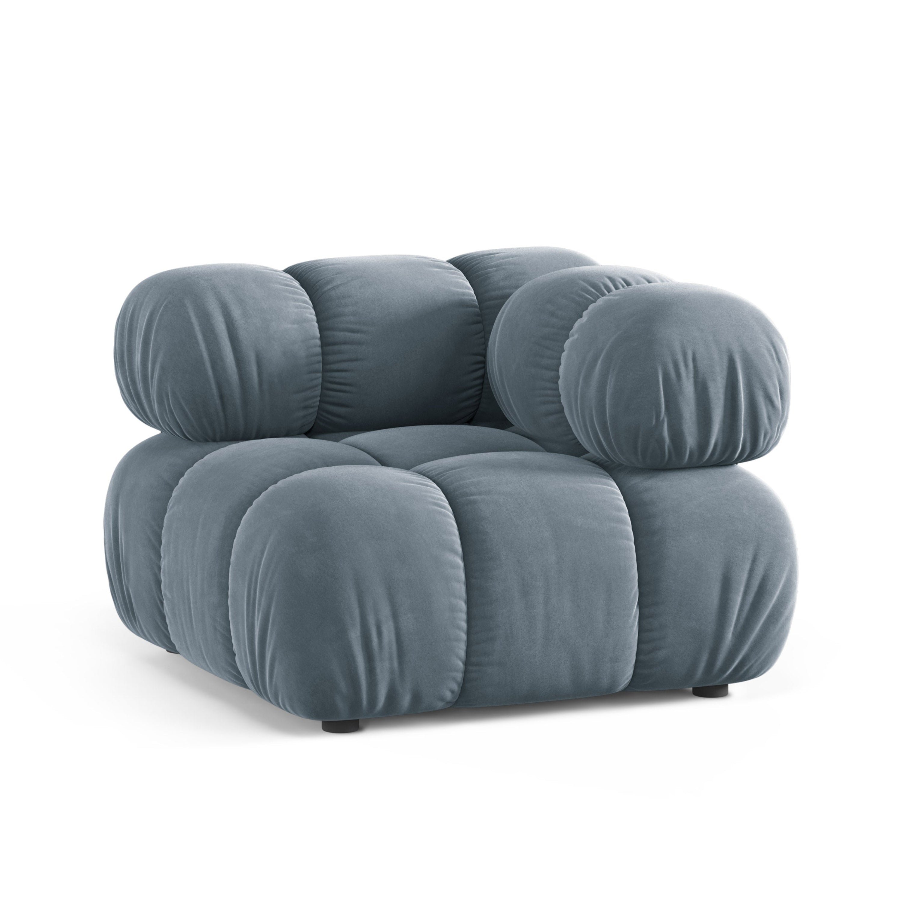 Sofa modułowa aksamitna BELLIS - moduł narożny niebieski