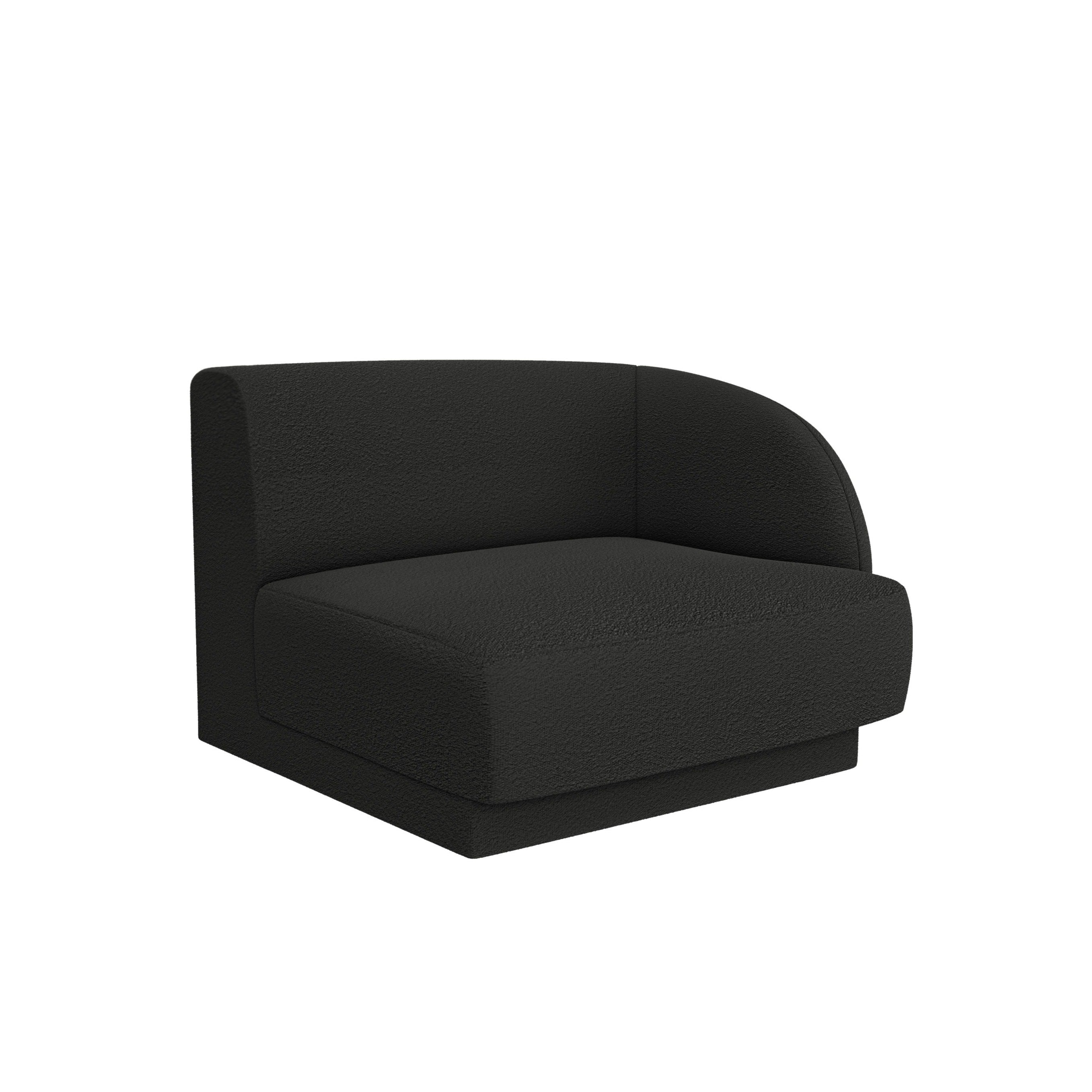 Sofa modułowa MILEY - moduł prawostronny czarny boucle