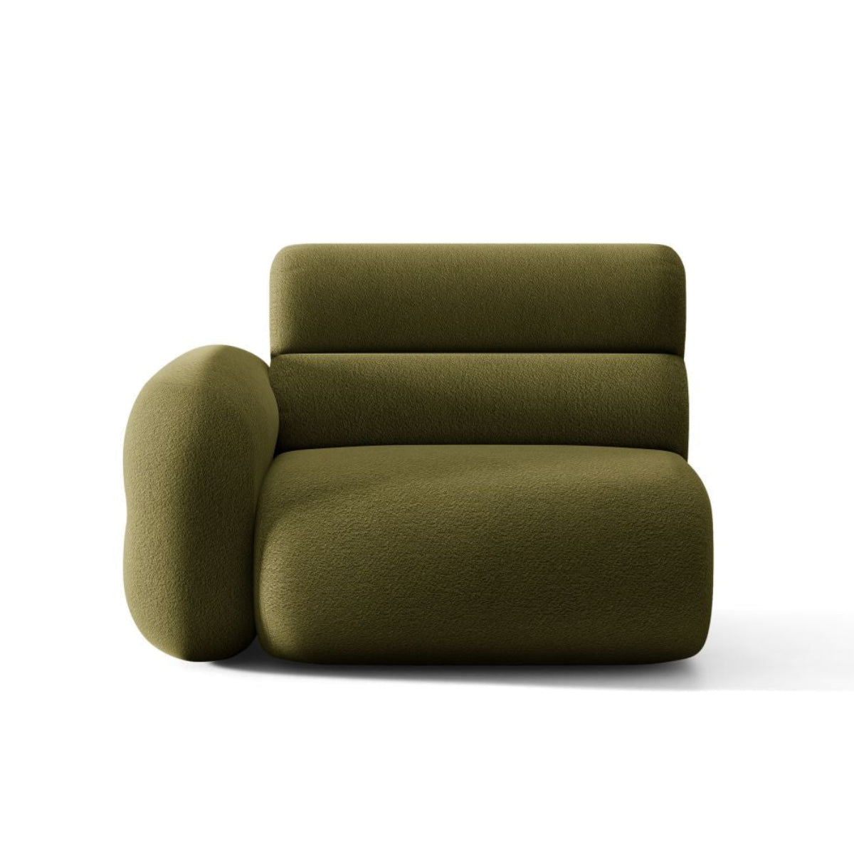 Sofa modułowa NEO - moduł lewostronny oliwkowy boucle