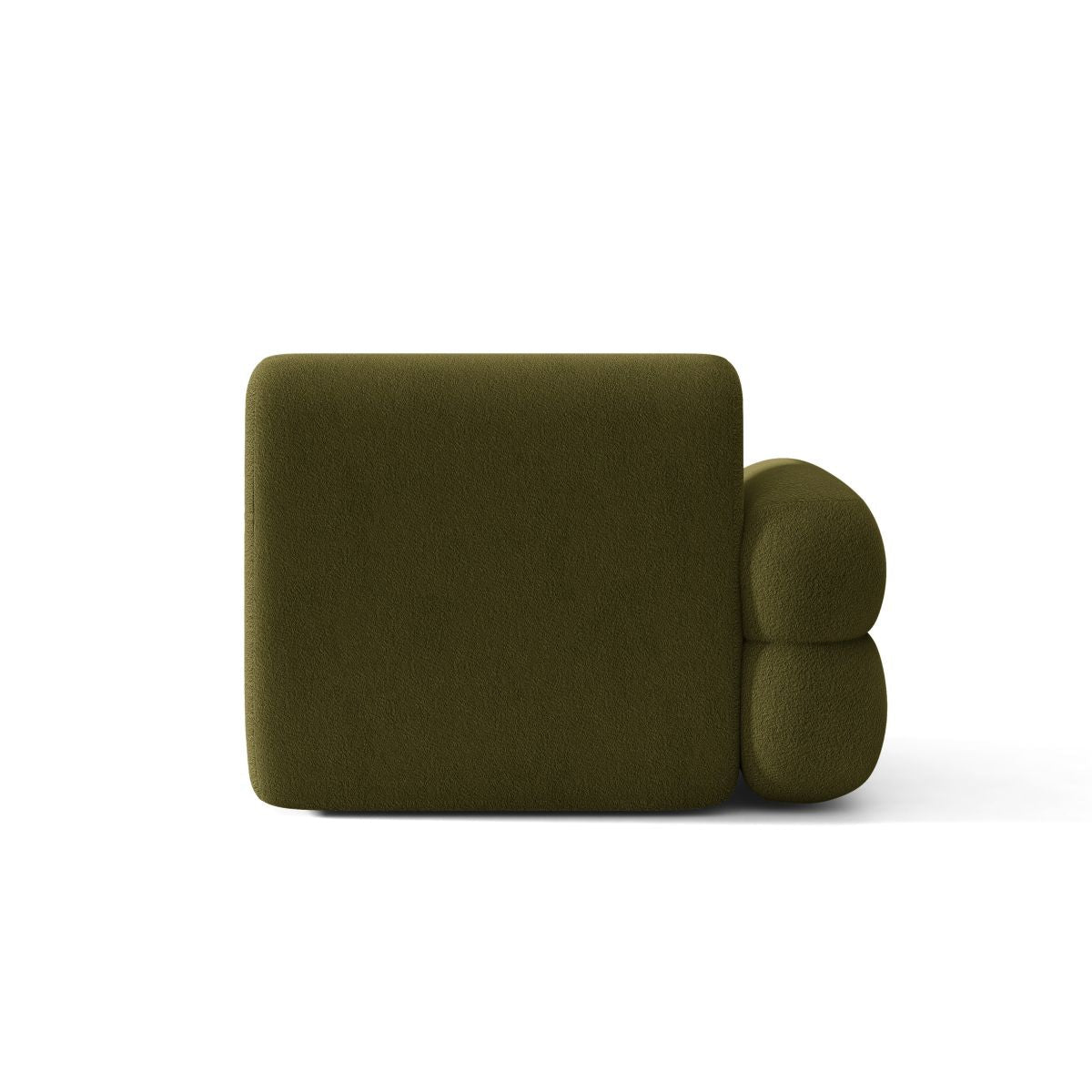 Sofa modułowa NEO - moduł lewostronny oliwkowy boucle