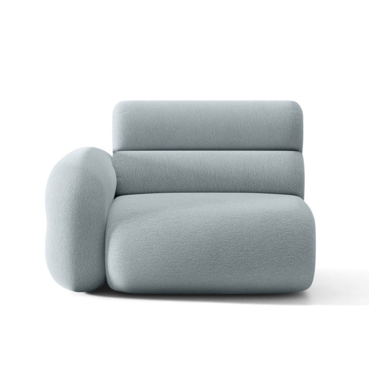Sofa modułowa NEO - moduł lewostronny błękitny boucle
