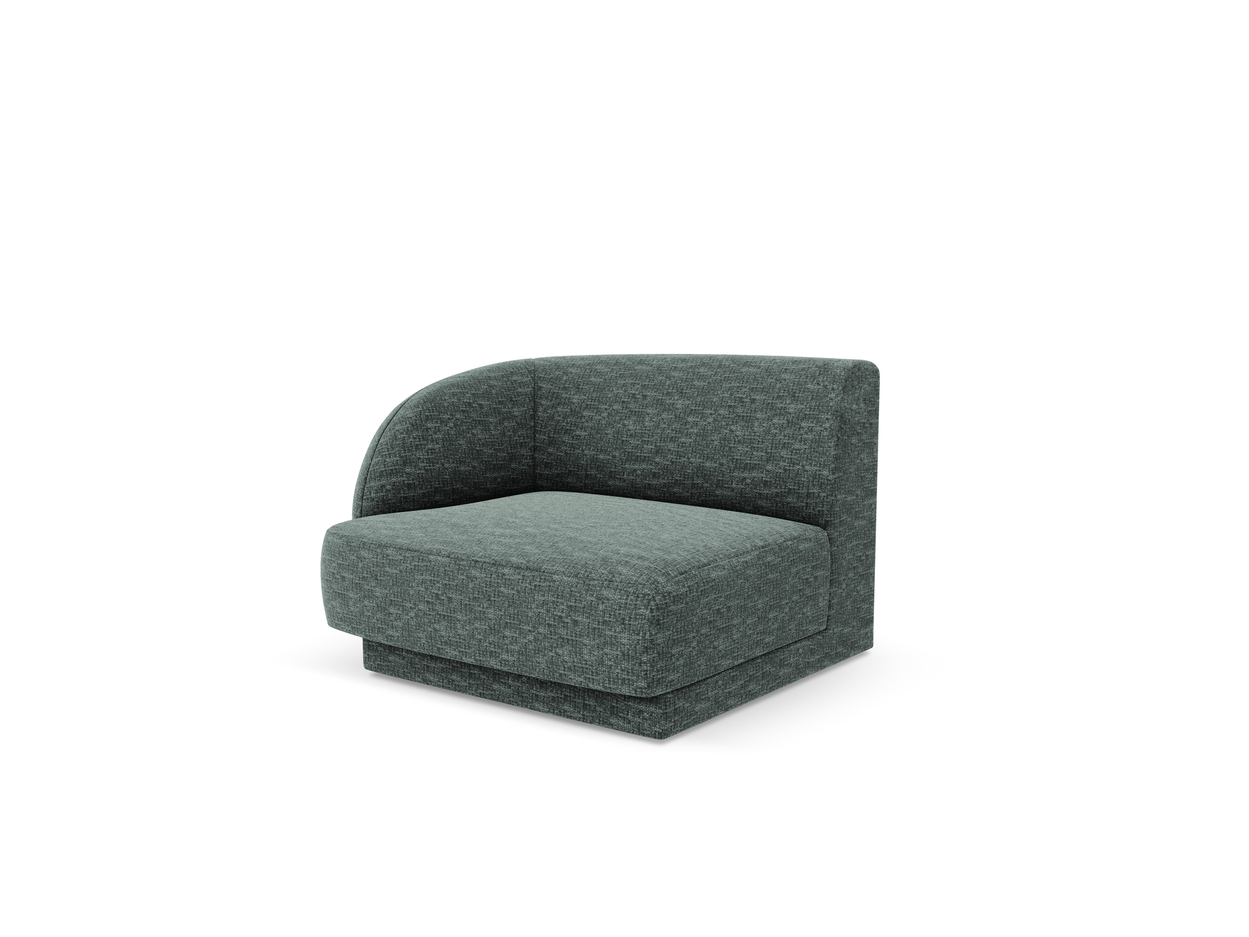 Sofa modułowa MILEY - moduł lewostronny niebieski petrol szenil jedwabisty