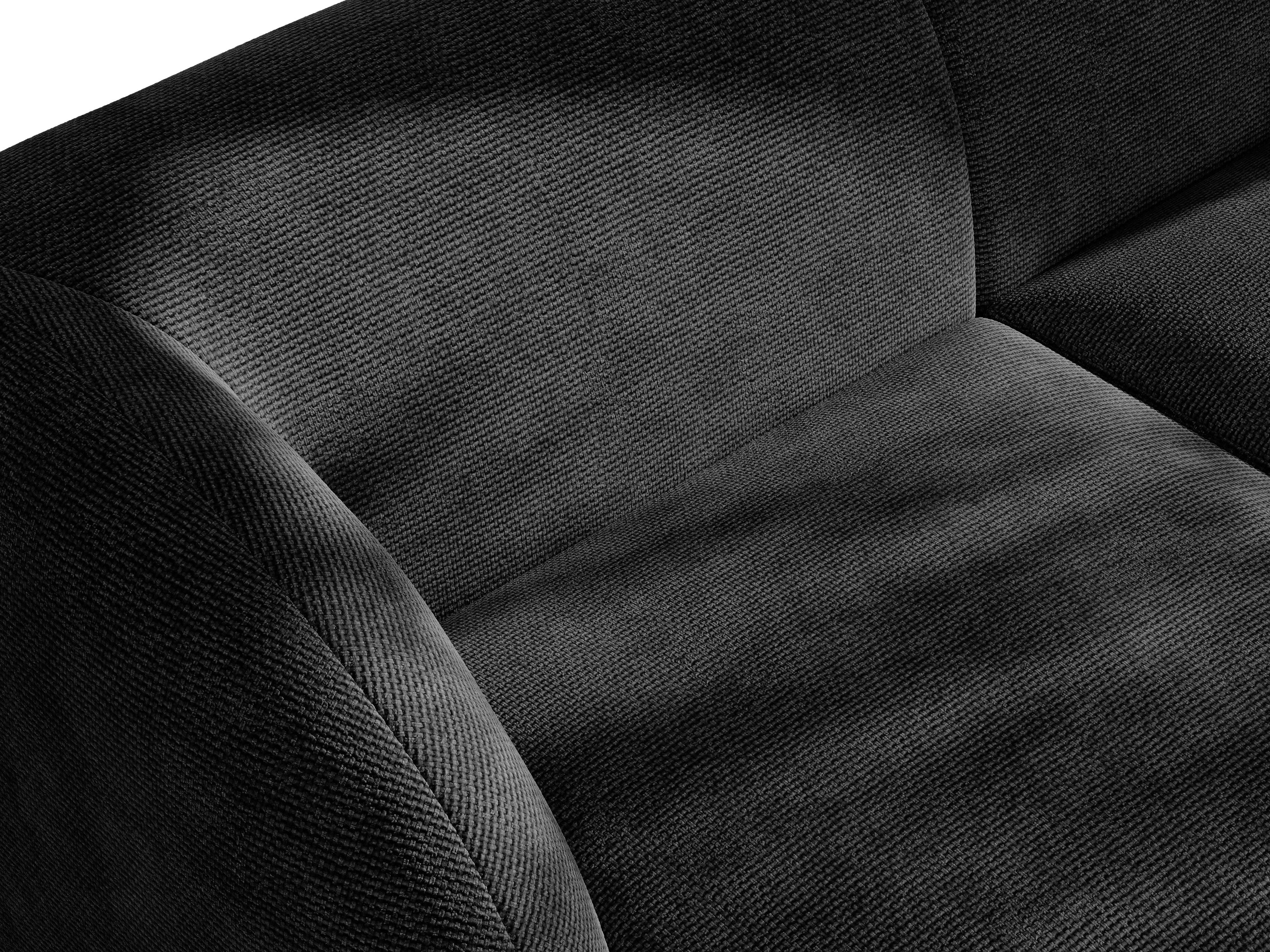 Sofa modułowa MILEY - moduł lewostronny czarny szenil jedwabisty z podłokietnikami