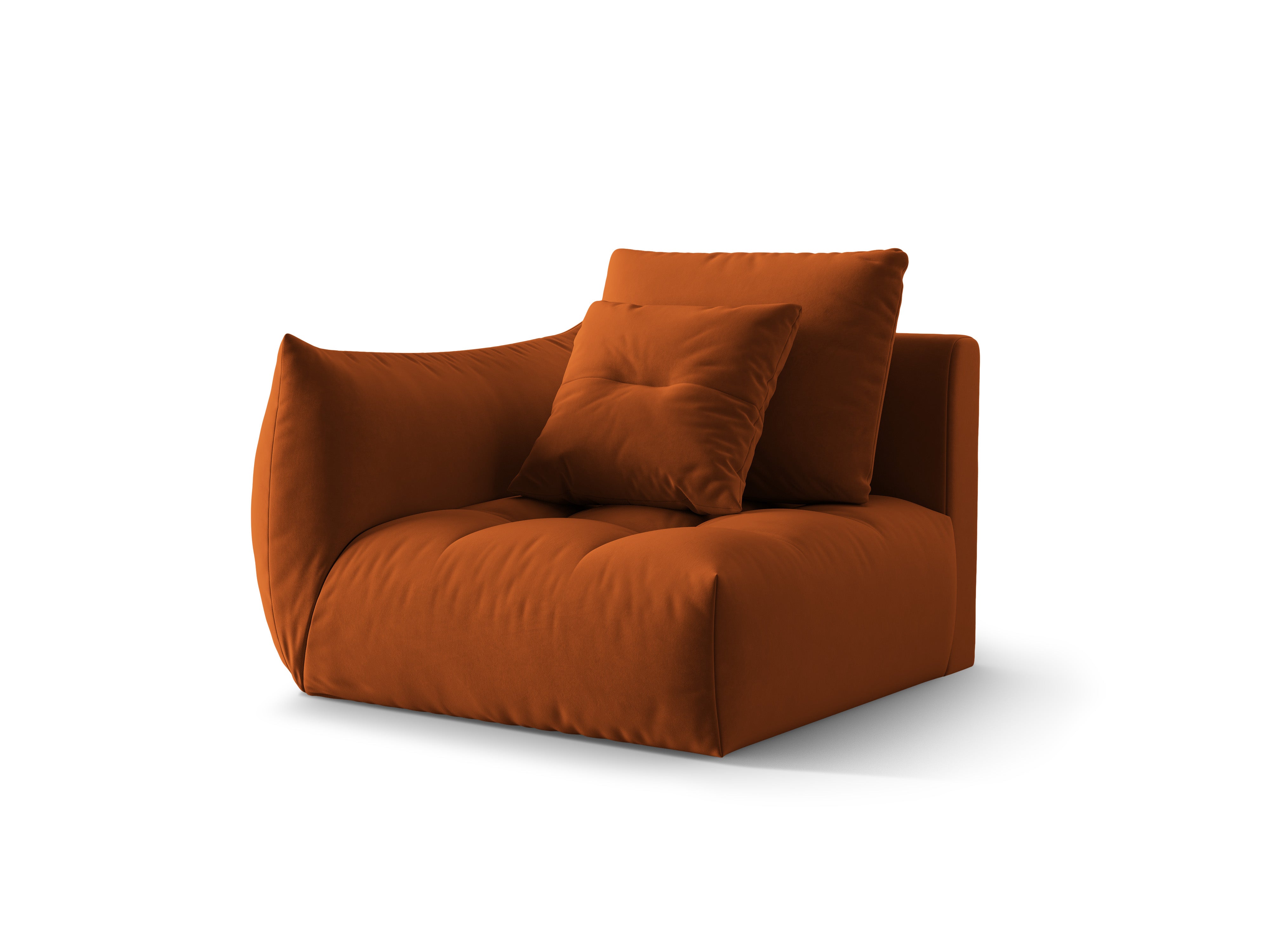 Sofa modułowa aksamitna BLOOM - element lewostronny terracotta