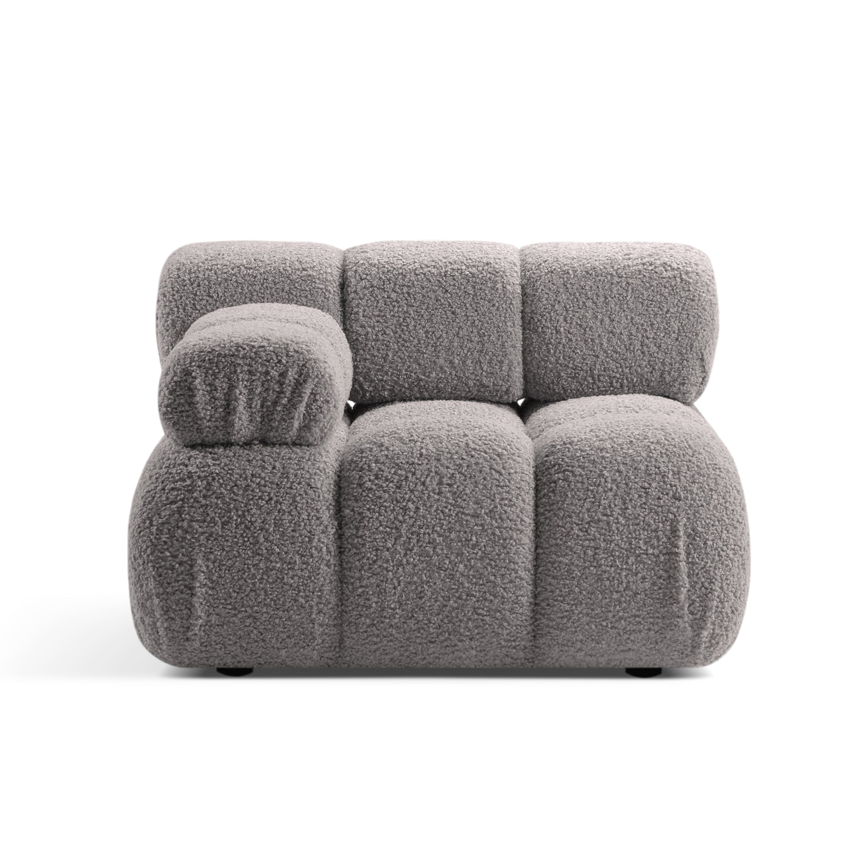 Sofa modułowa BELLIS - moduł lewostronny szary boucle