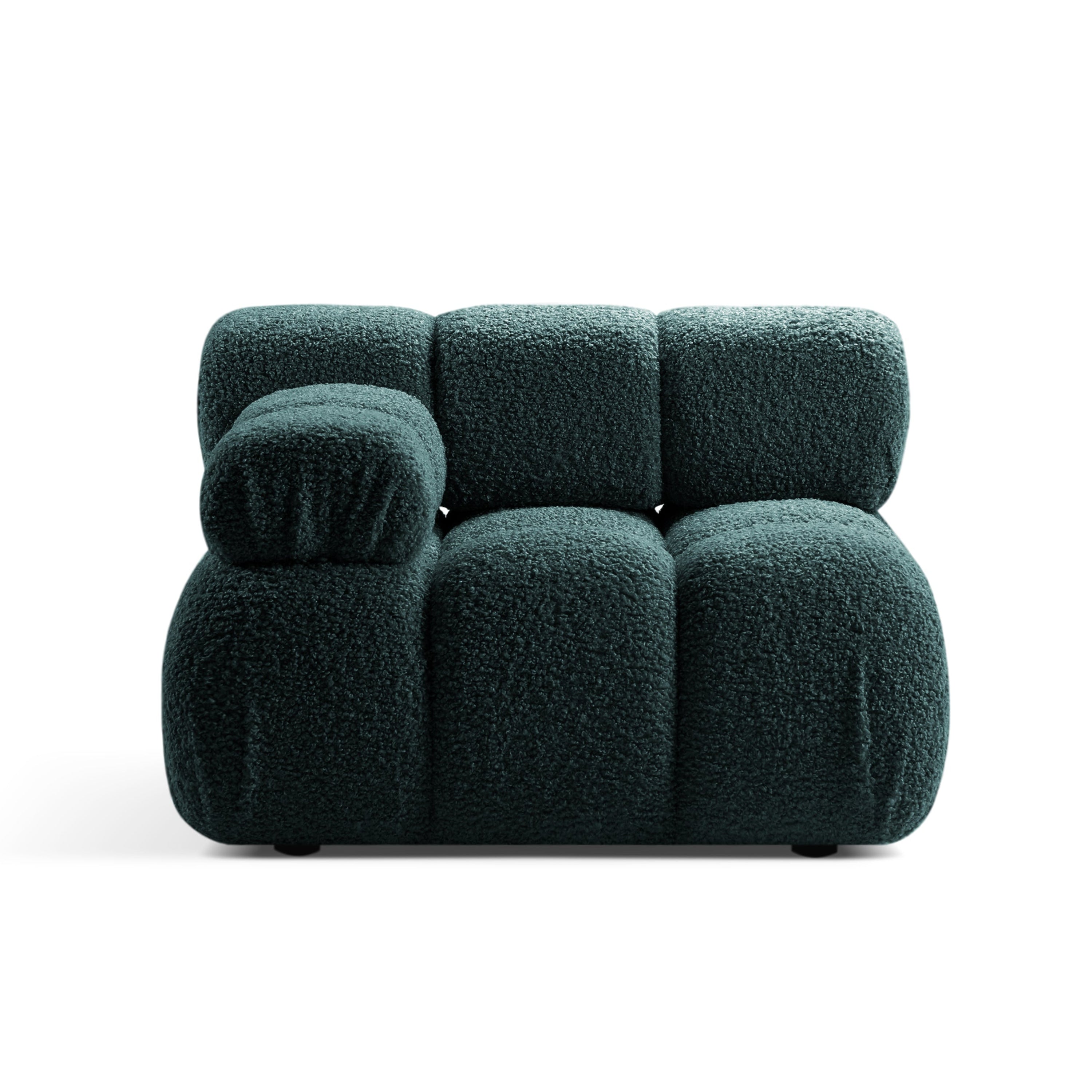 Sofa modułowa BELLIS - moduł lewostronny głęboki petrol boucle