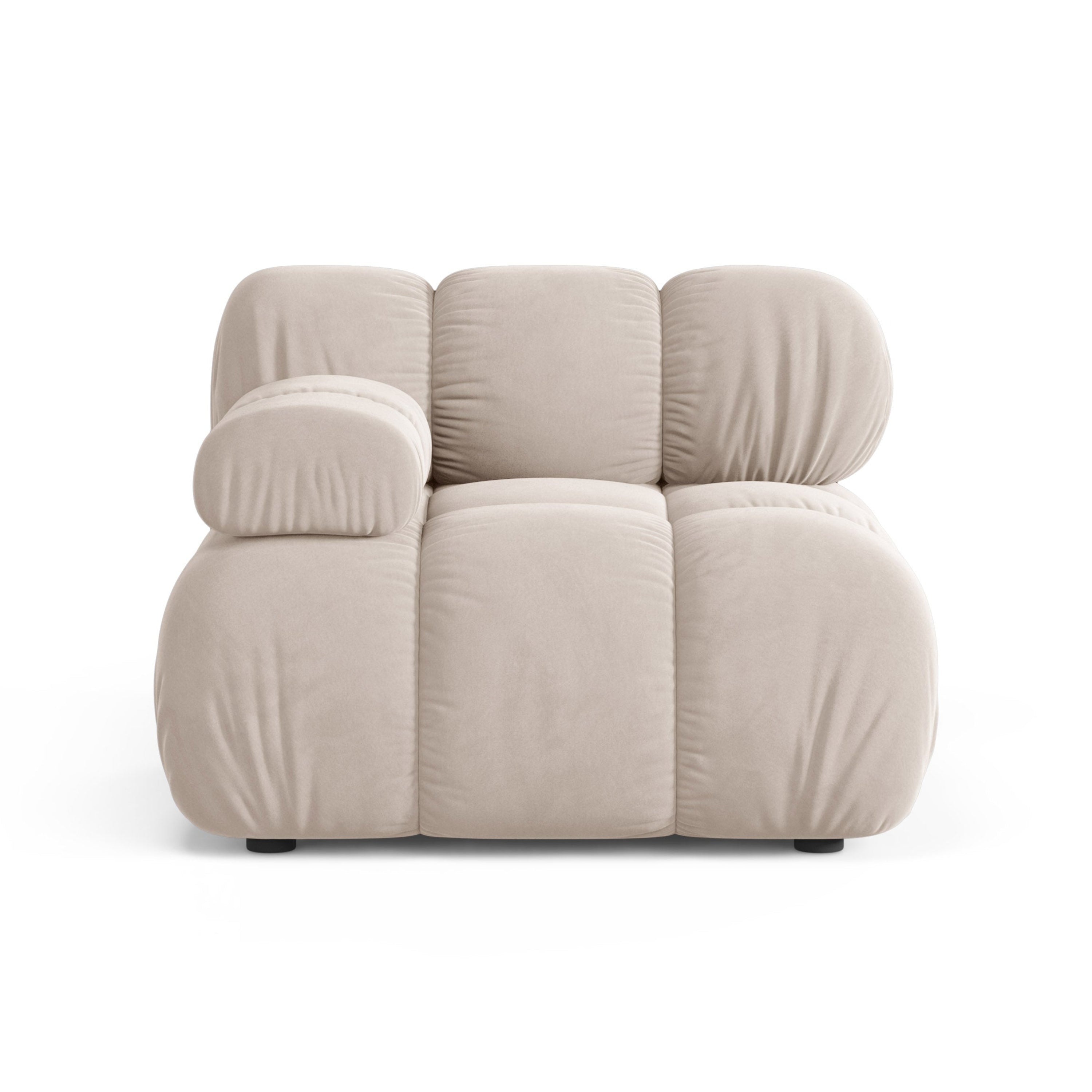 Sofa modułowa BELLIS - moduł lewostronny jasnobeżowy welur