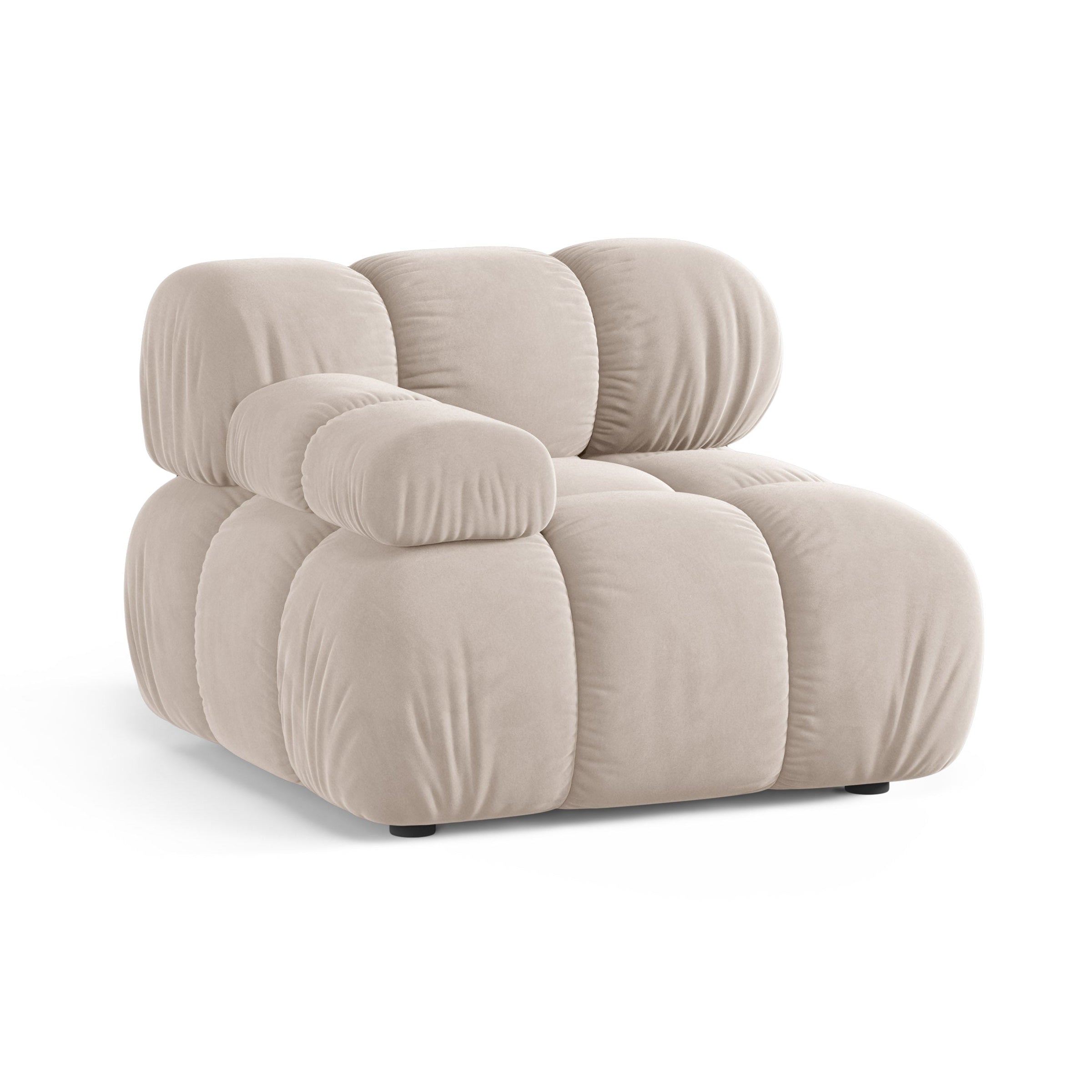 Sofa modułowa BELLIS - moduł lewostronny jasnobeżowy welur