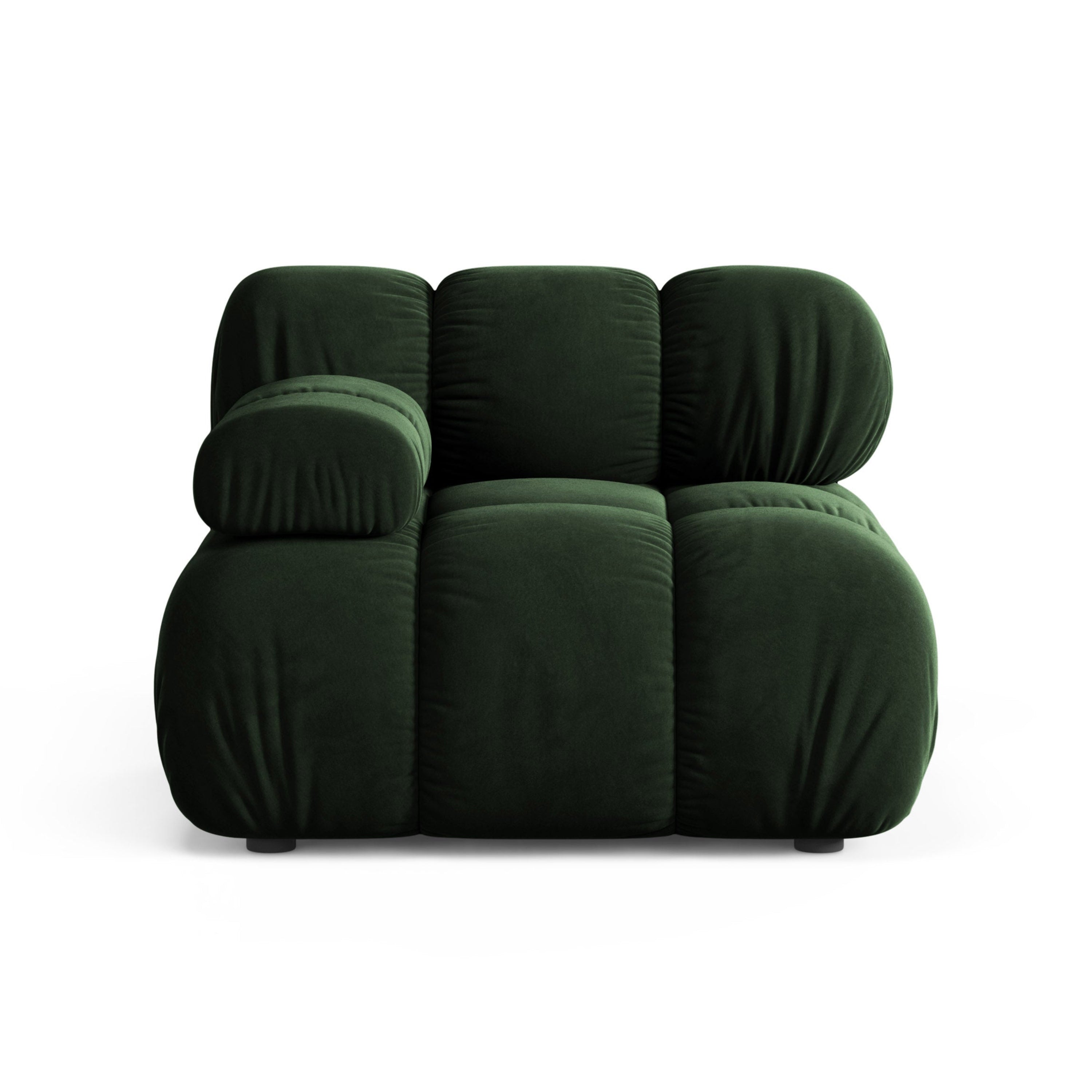 Sofa modułowa BELLIS - moduł lewostronny butelkowy zielony welur