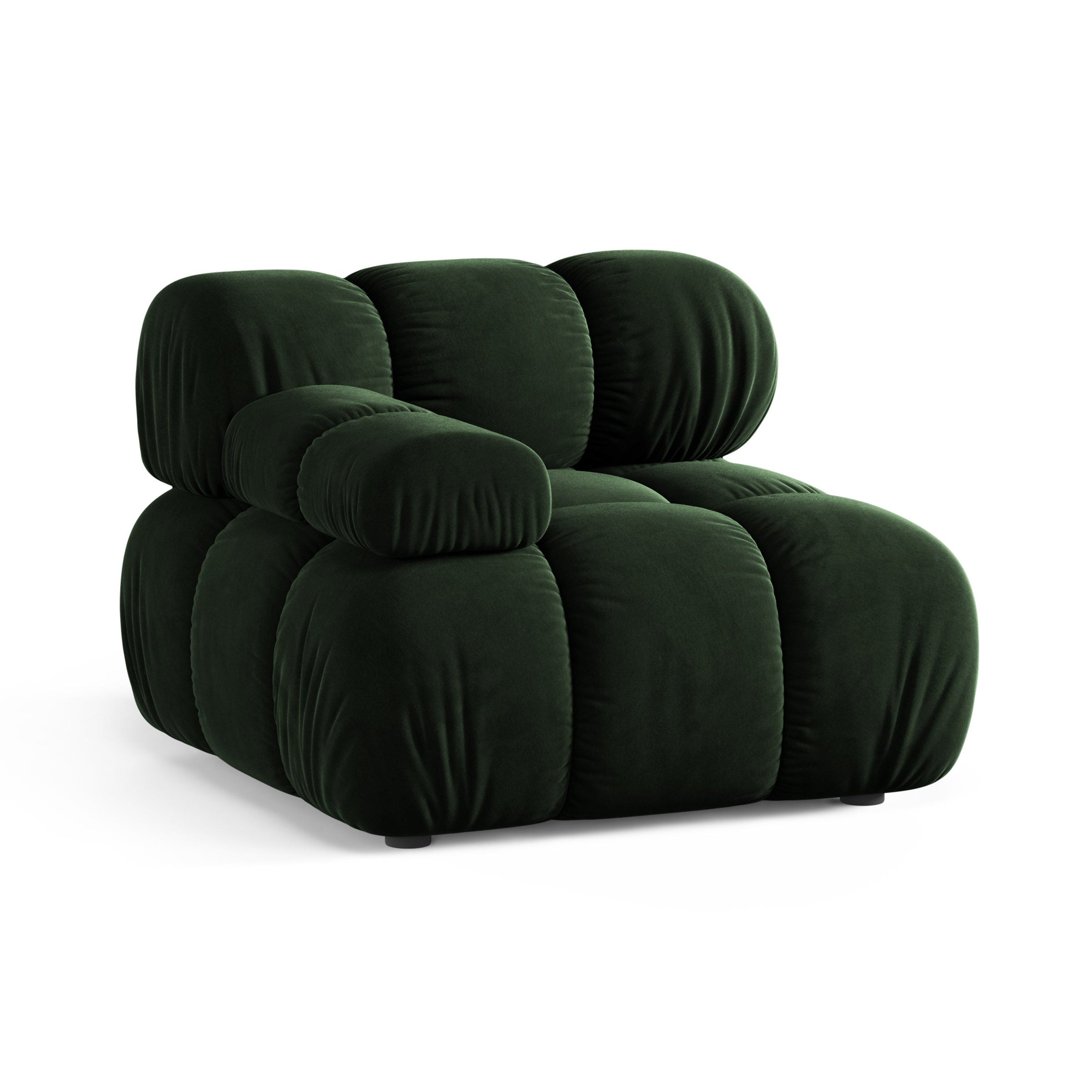 Sofa modułowa BELLIS - moduł lewostronny butelkowy zielony welur