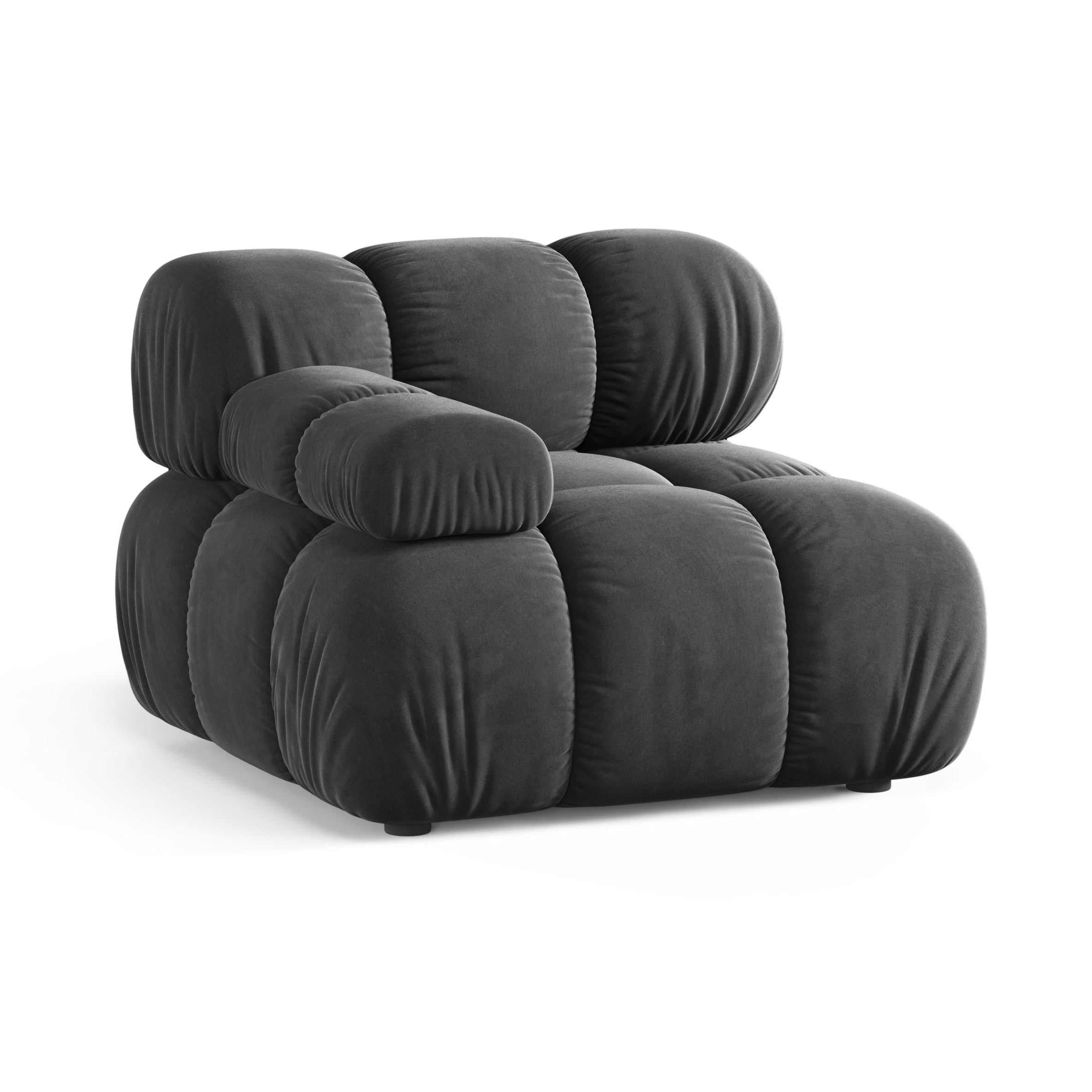 Sofa modułowa BELLIS - moduł lewostronny ciemnoszary welur