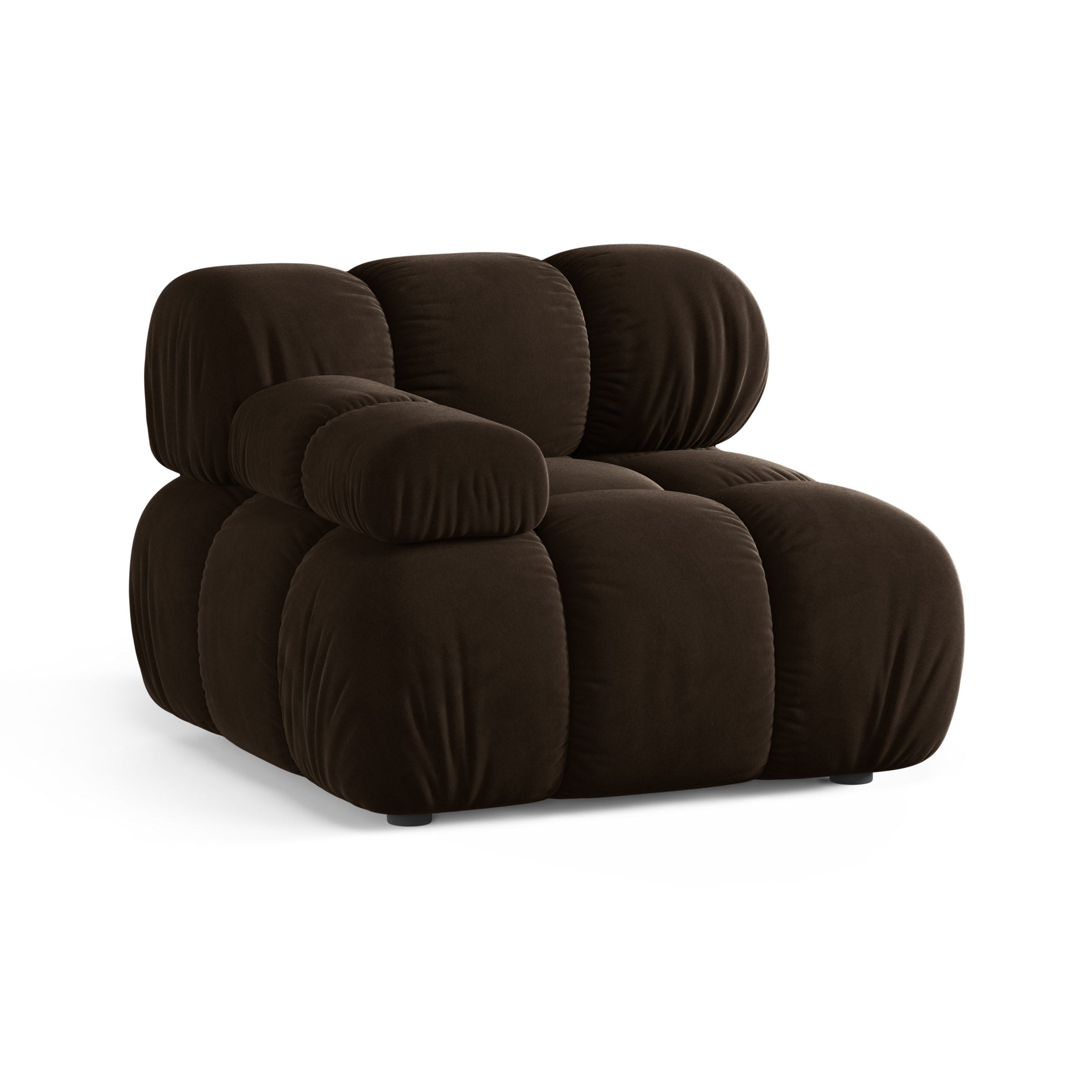 Sofa modułowa aksamitna BELLIS - moduł lewostronny czekoladowy