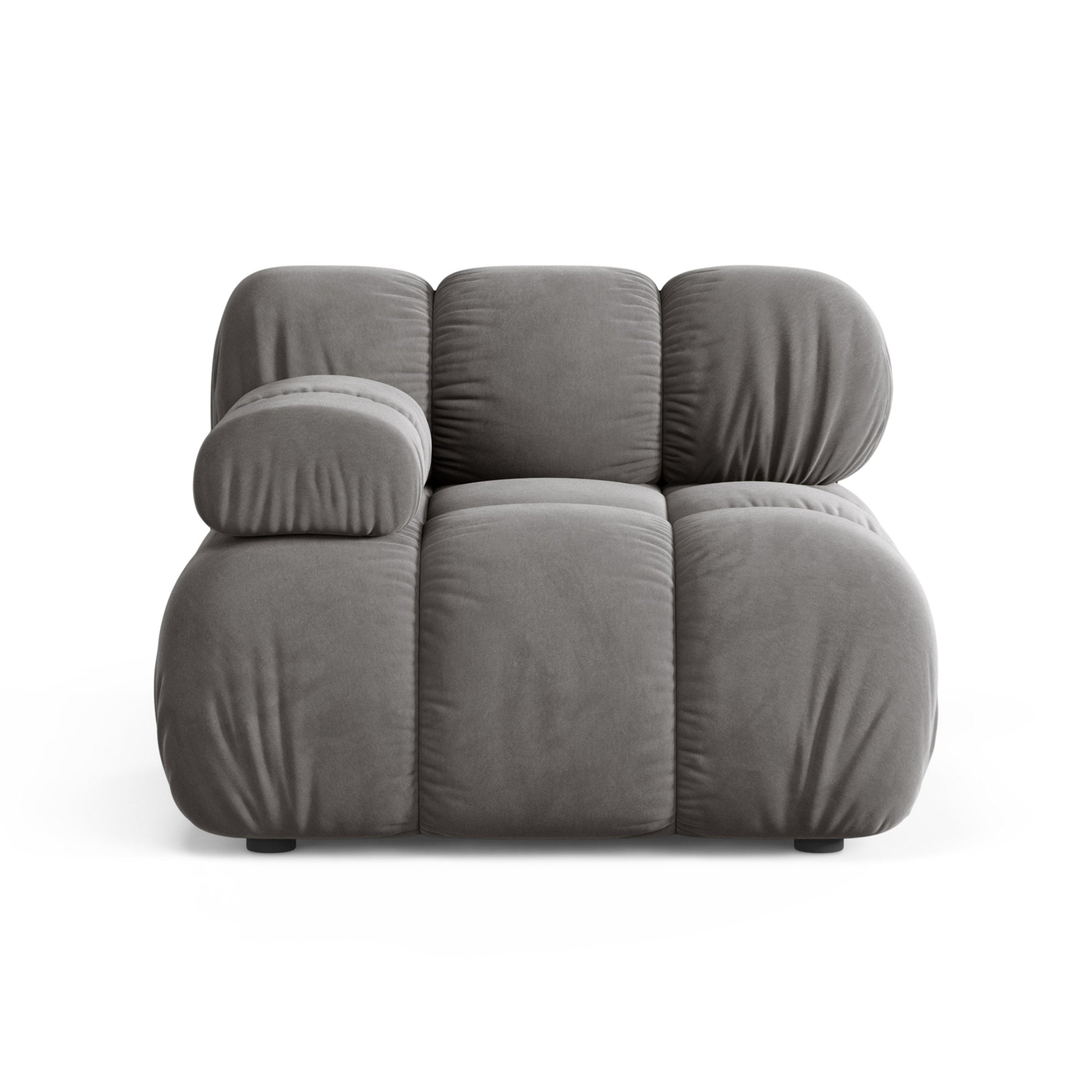 Sofa modułowa aksamitna BELLIS - moduł lewostronny szary