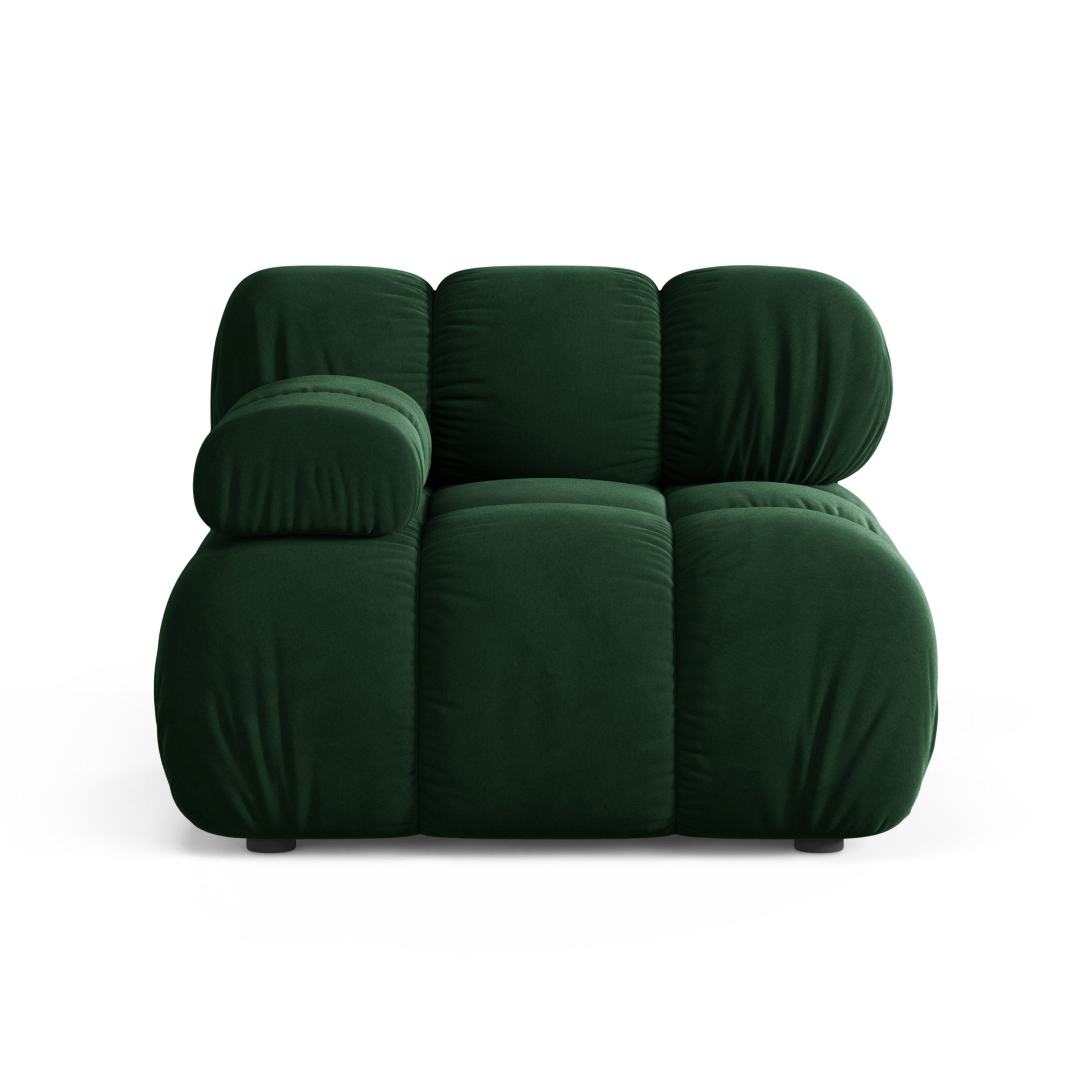 Sofa modułowa aksamitna BELLIS - moduł lewostronny butelkowy zielony