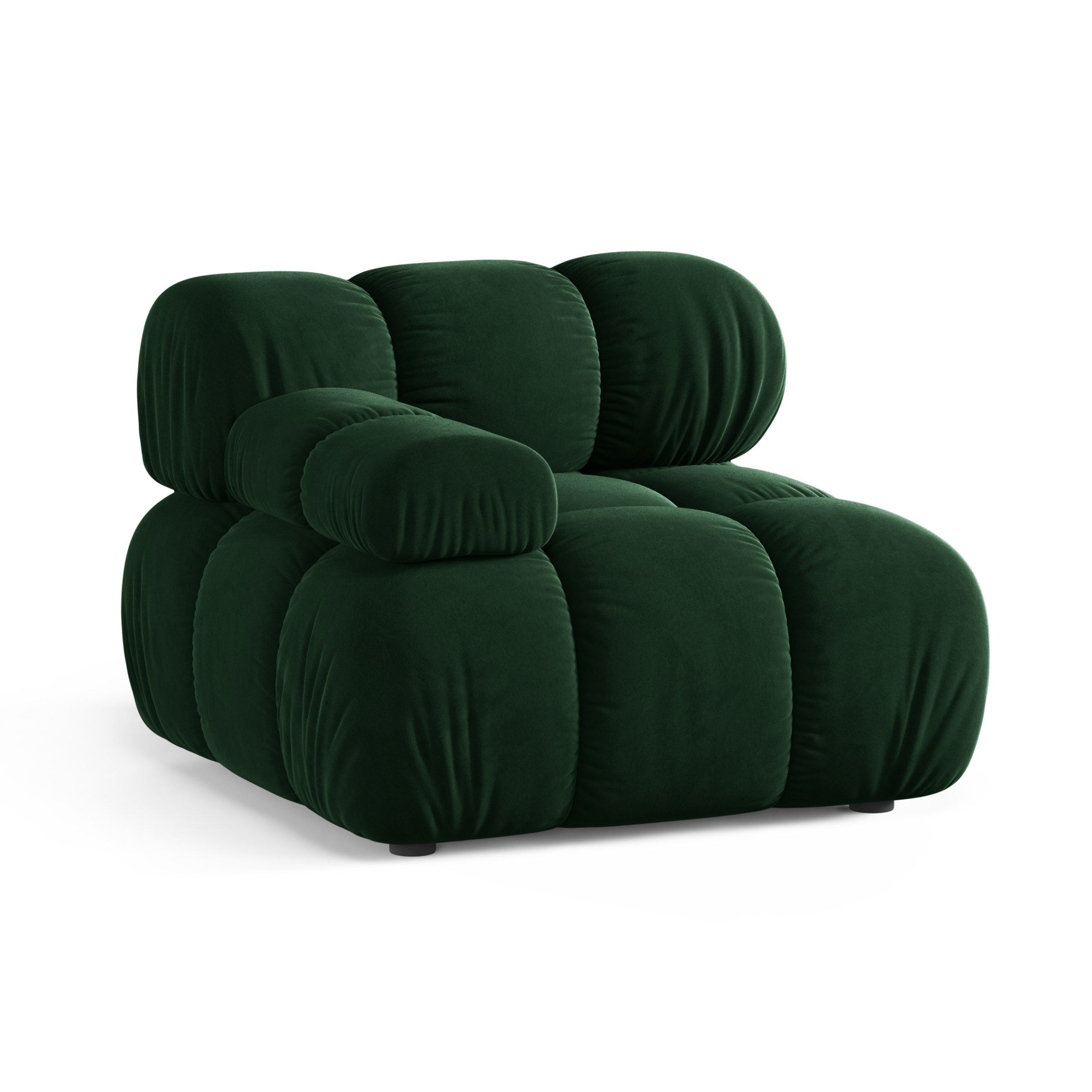 Sofa modułowa aksamitna BELLIS - moduł lewostronny butelkowy zielony