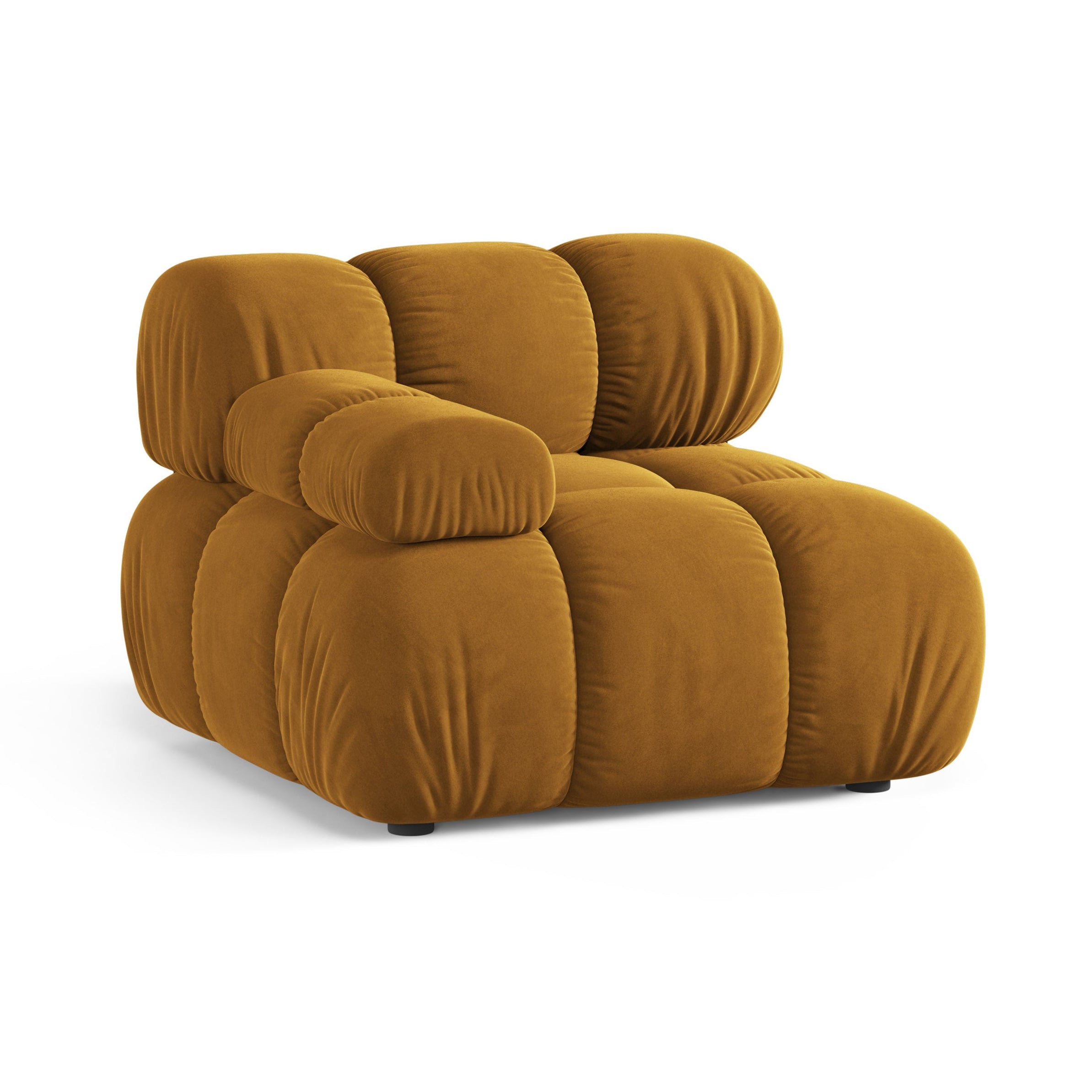 Sofa modułowa aksamitna BELLIS - moduł lewostronny musztardowy